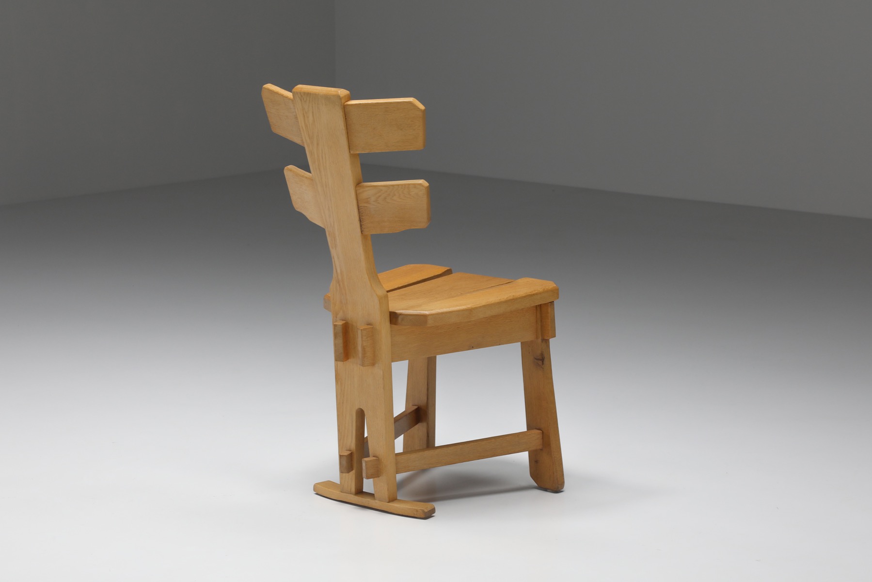 Oak Brutalist Dining Chairs - 1960's