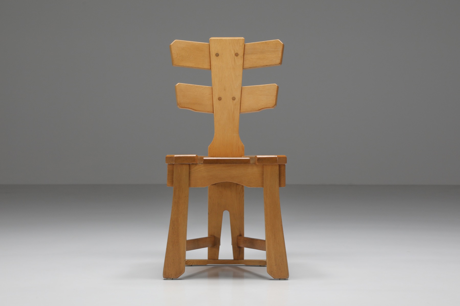 Oak Brutalist Dining Chairs - 1960's