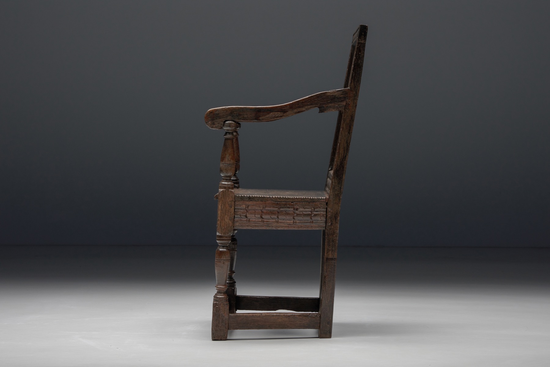 Carved Oak Armchair, England - 17th Century