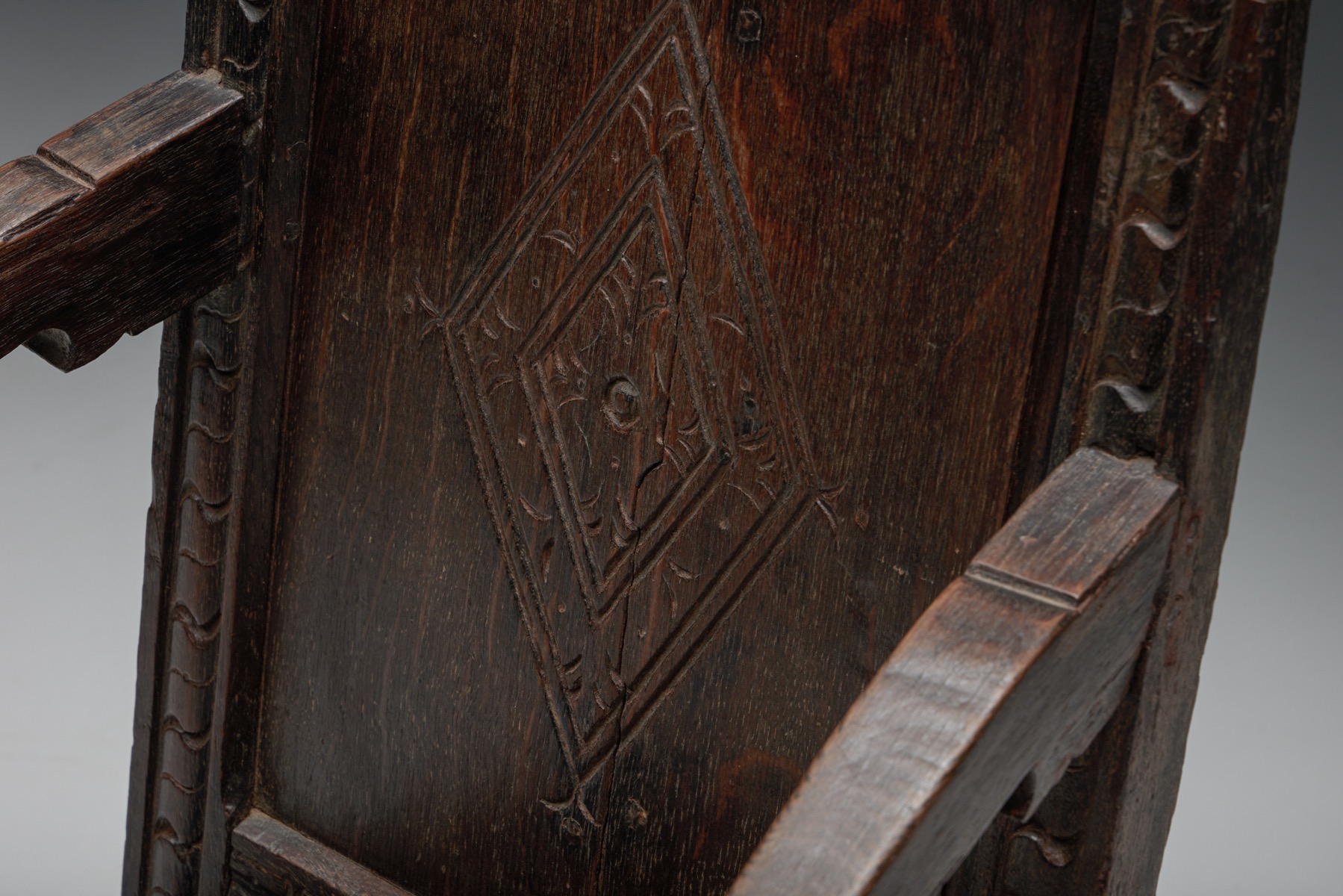 Carved Oak Armchair, England - 17th Century