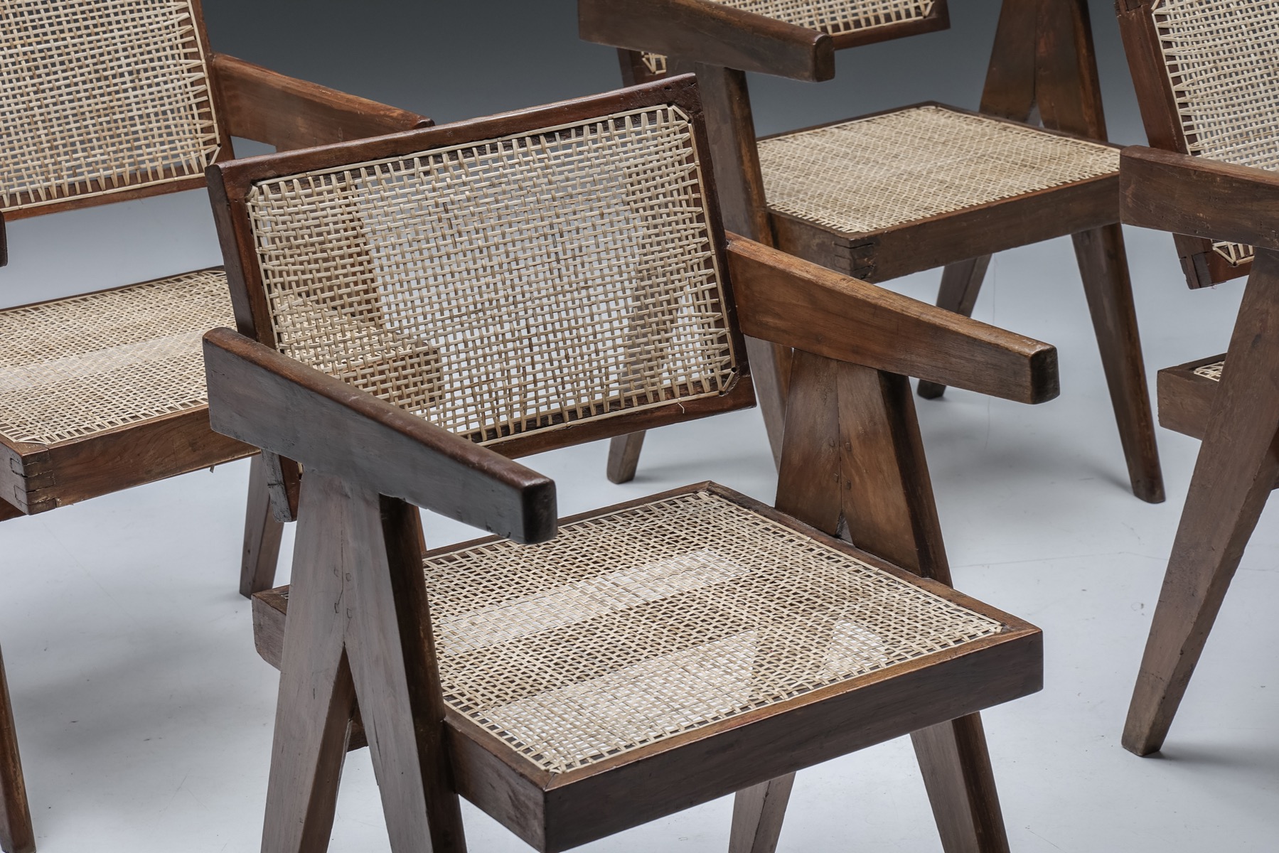 Pierre Jeanneret Office Cane Chairs - 1955