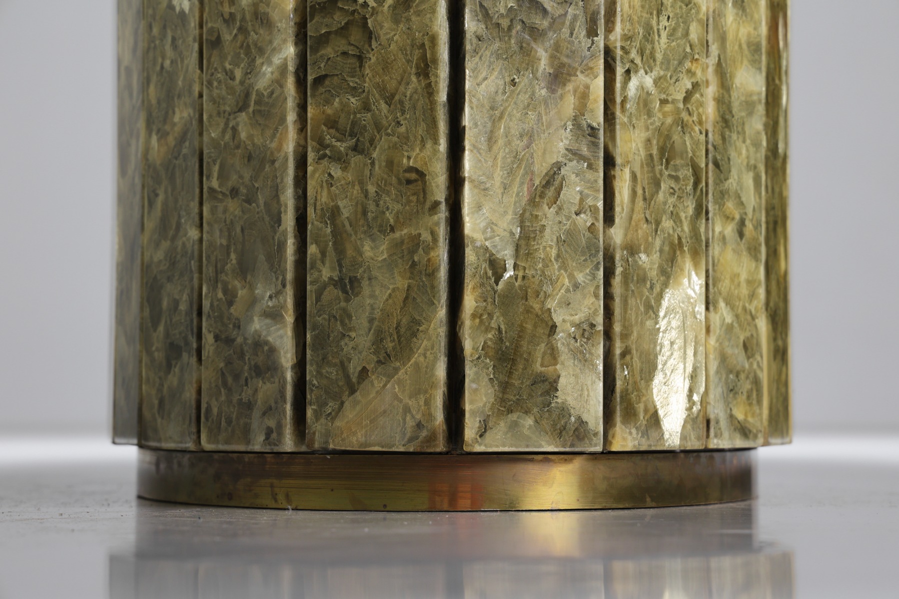 Jean Charles Onyx and Gold Leaf Marble and Brass Dining Table - 1970's