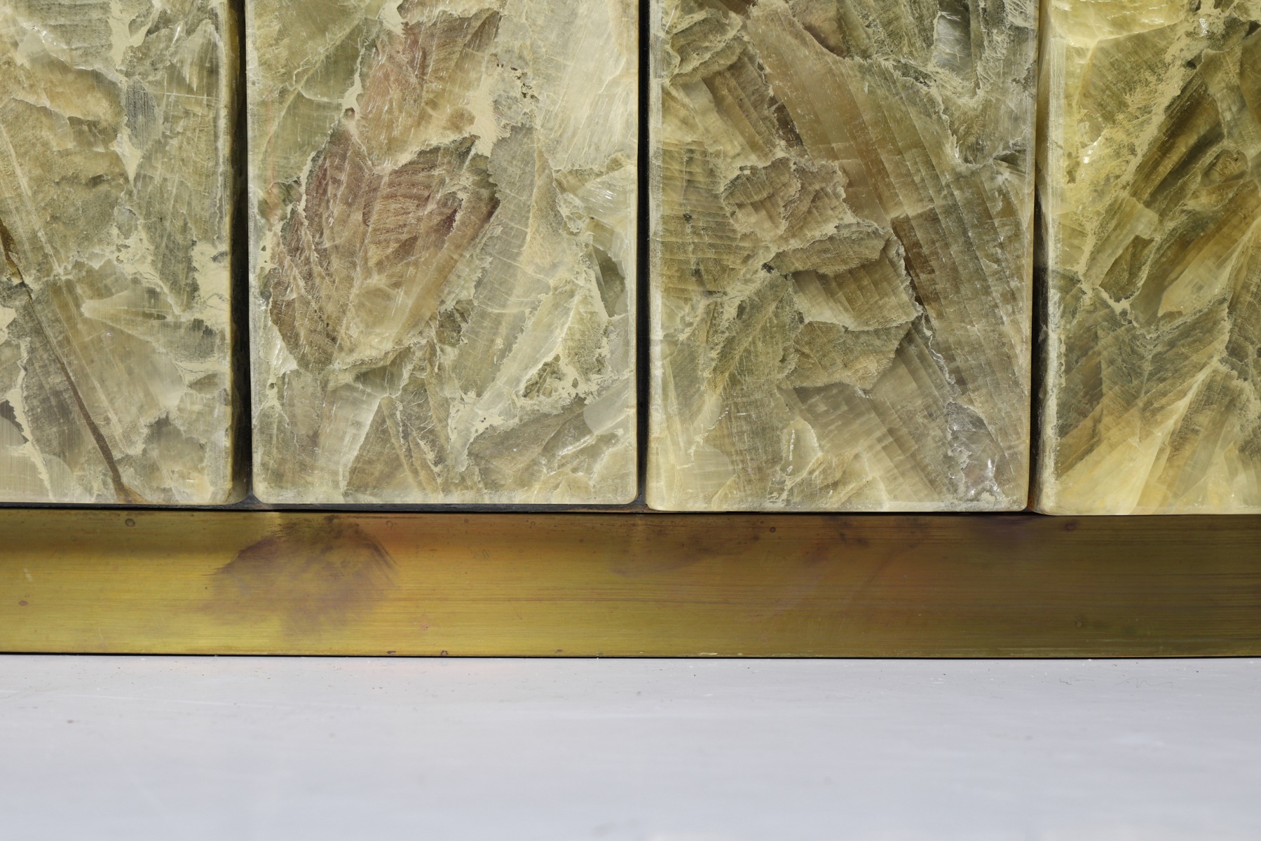 Jean Charles Onyx and Gold Leaf Marble and Brass Dining Table - 1970's