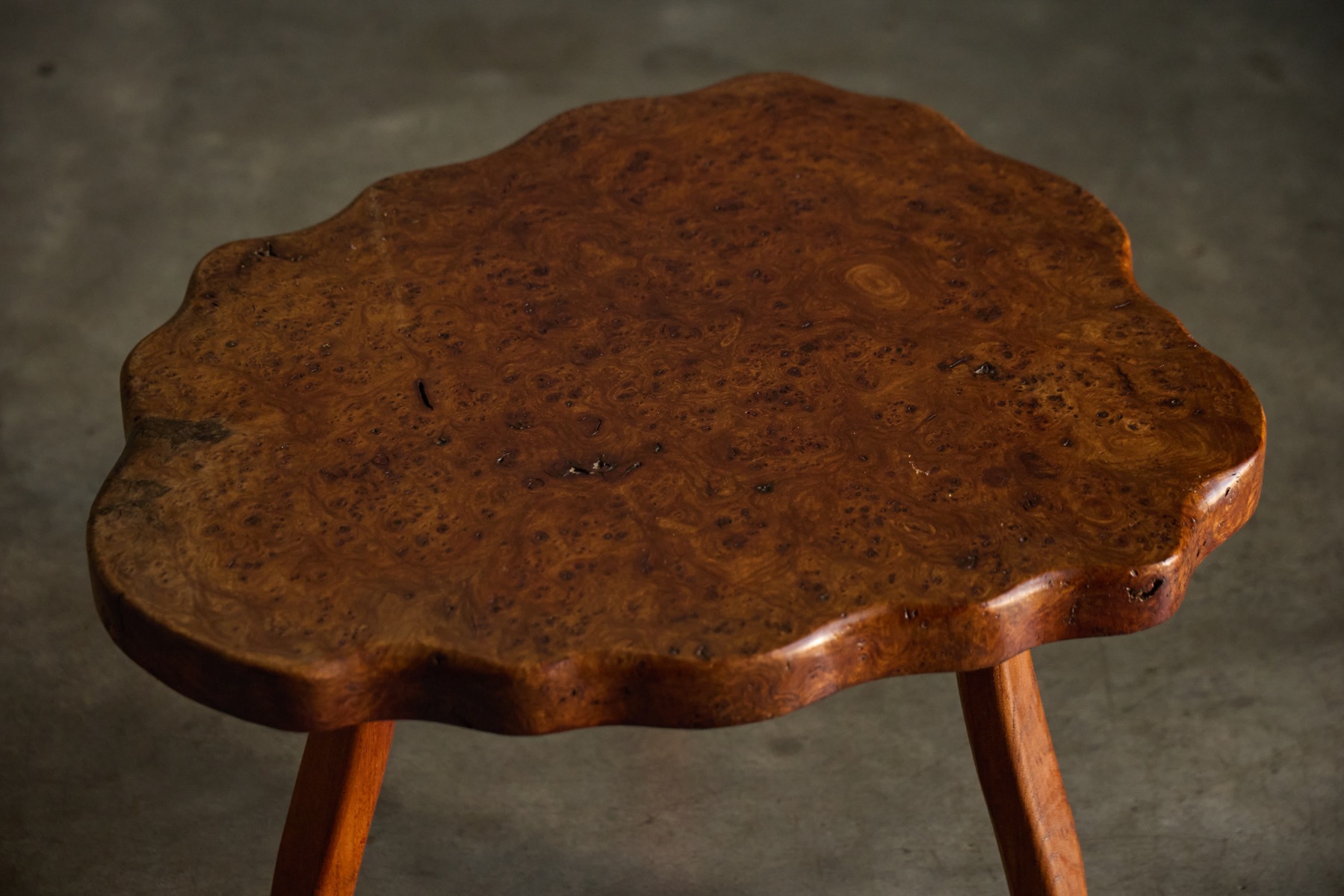 Organic Burl Wood Side Table - circa 1970