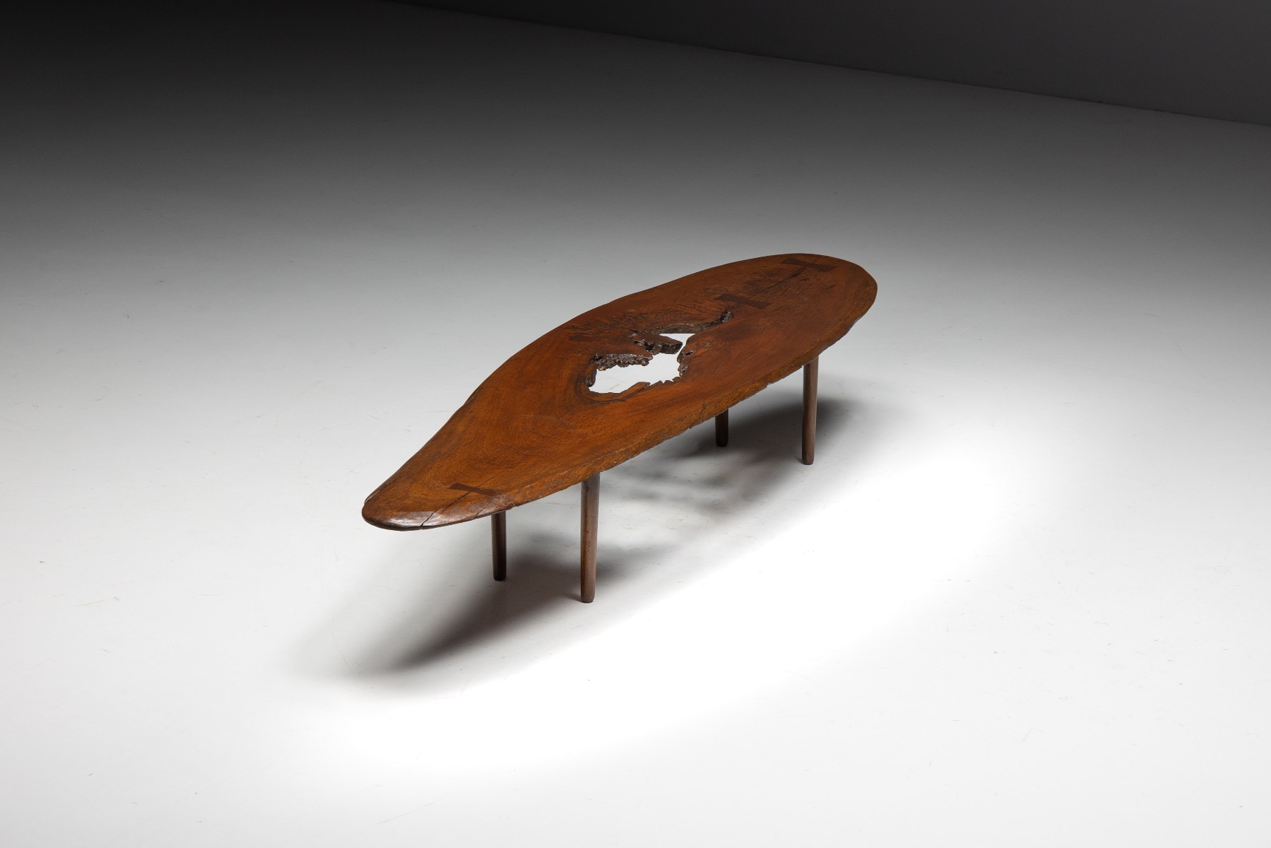 Organic Modern Coffee Table with Natural Void, France – Mid 20th Century