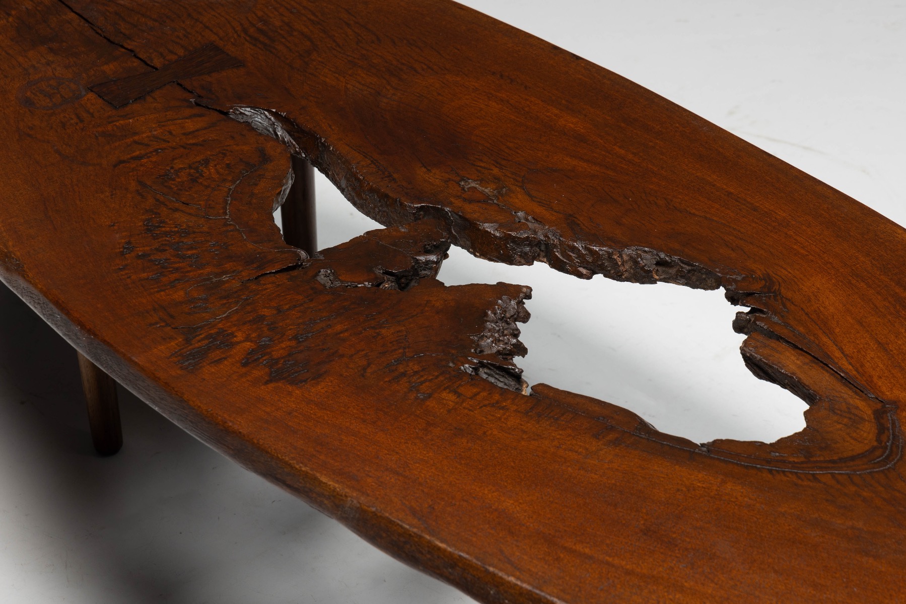 Organic Modern Coffee Table with Natural Void, France – Mid 20th Century