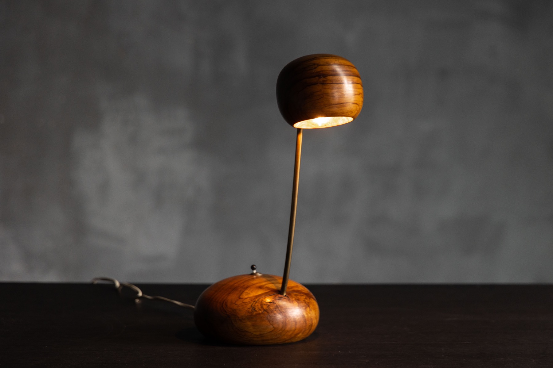  Organic Modern Olive Wood Table Lamp - Circa 1970 