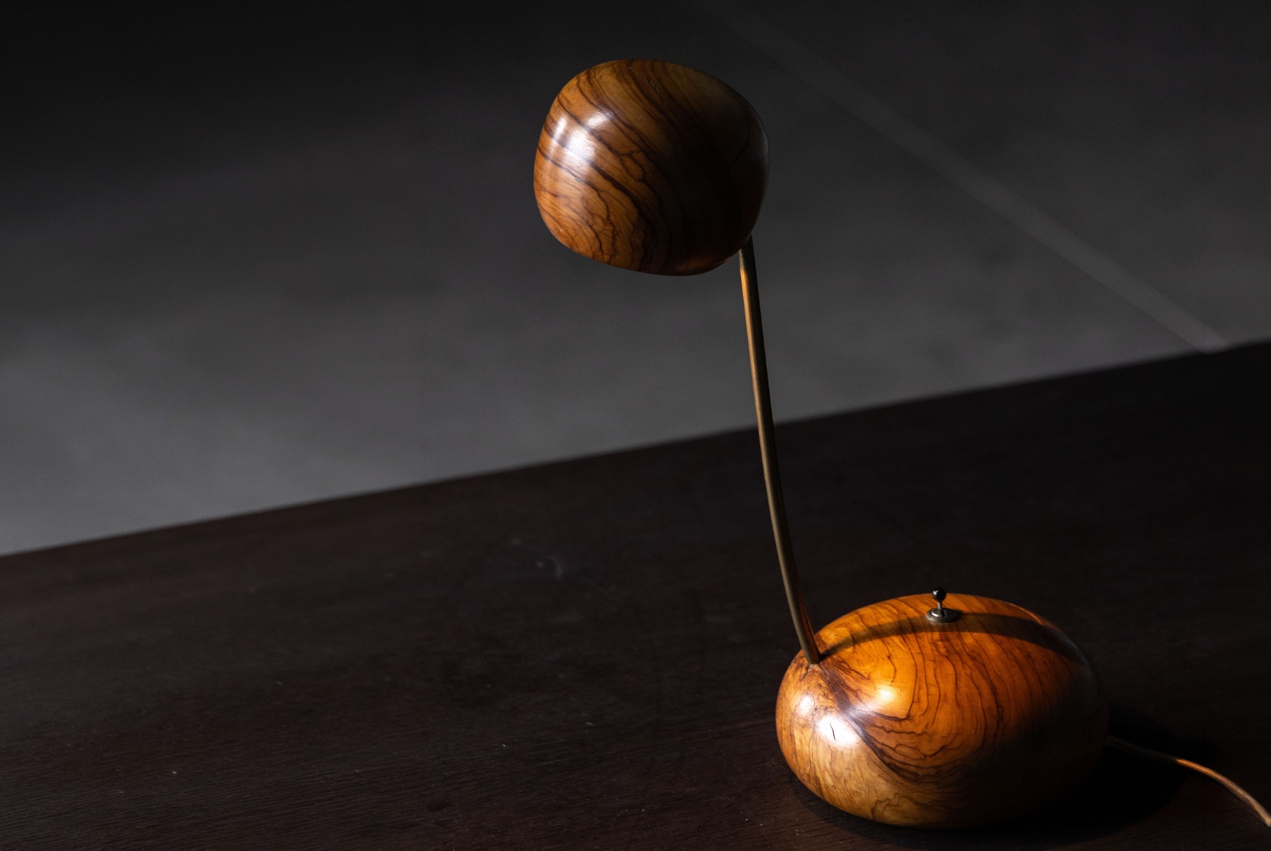  Organic Modern Olive Wood Table Lamp - Circa 1970 