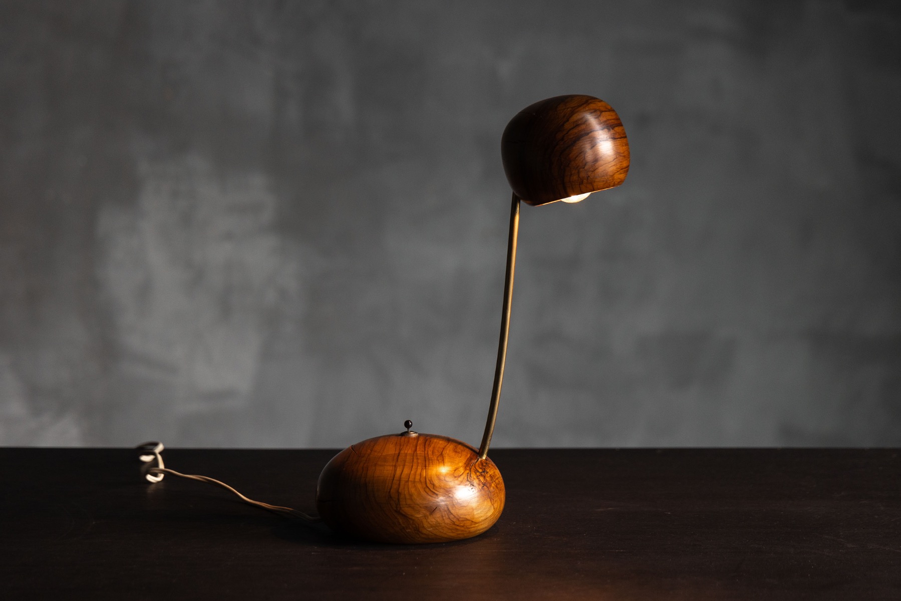 Organic Modern Olive Wood Table Lamp - Circa 1970 