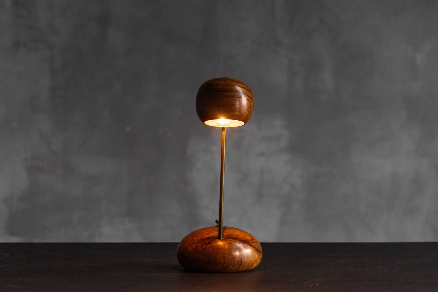  Organic Modern Olive Wood Table Lamp - Circa 1970 