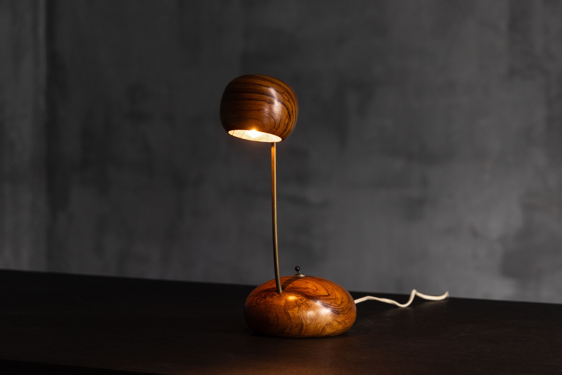  Organic Modern Olive Wood Table Lamp - Circa 1970 