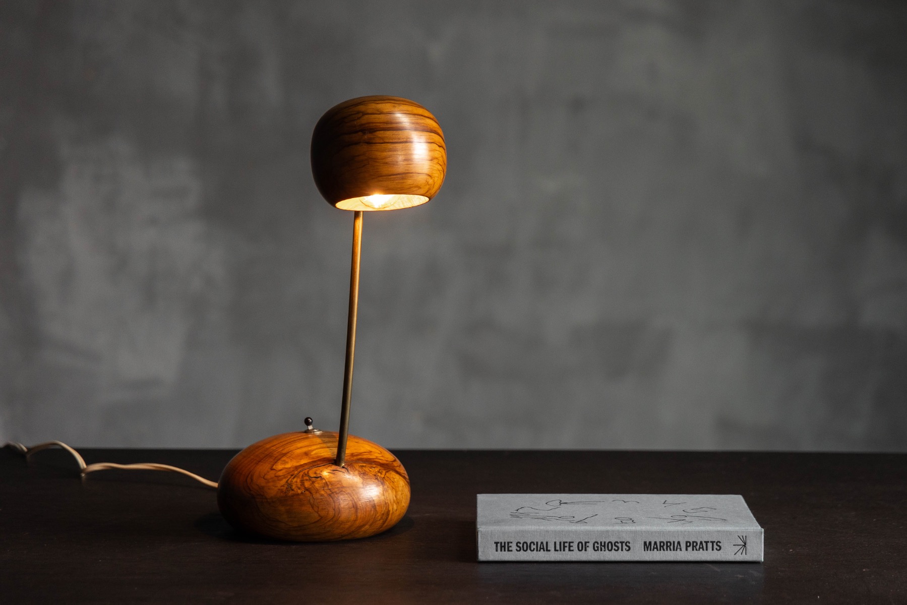  Organic Modern Olive Wood Table Lamp - Circa 1970 