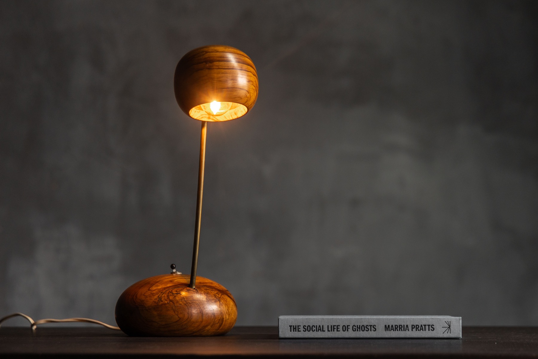  Organic Modern Olive Wood Table Lamp - Circa 1970 