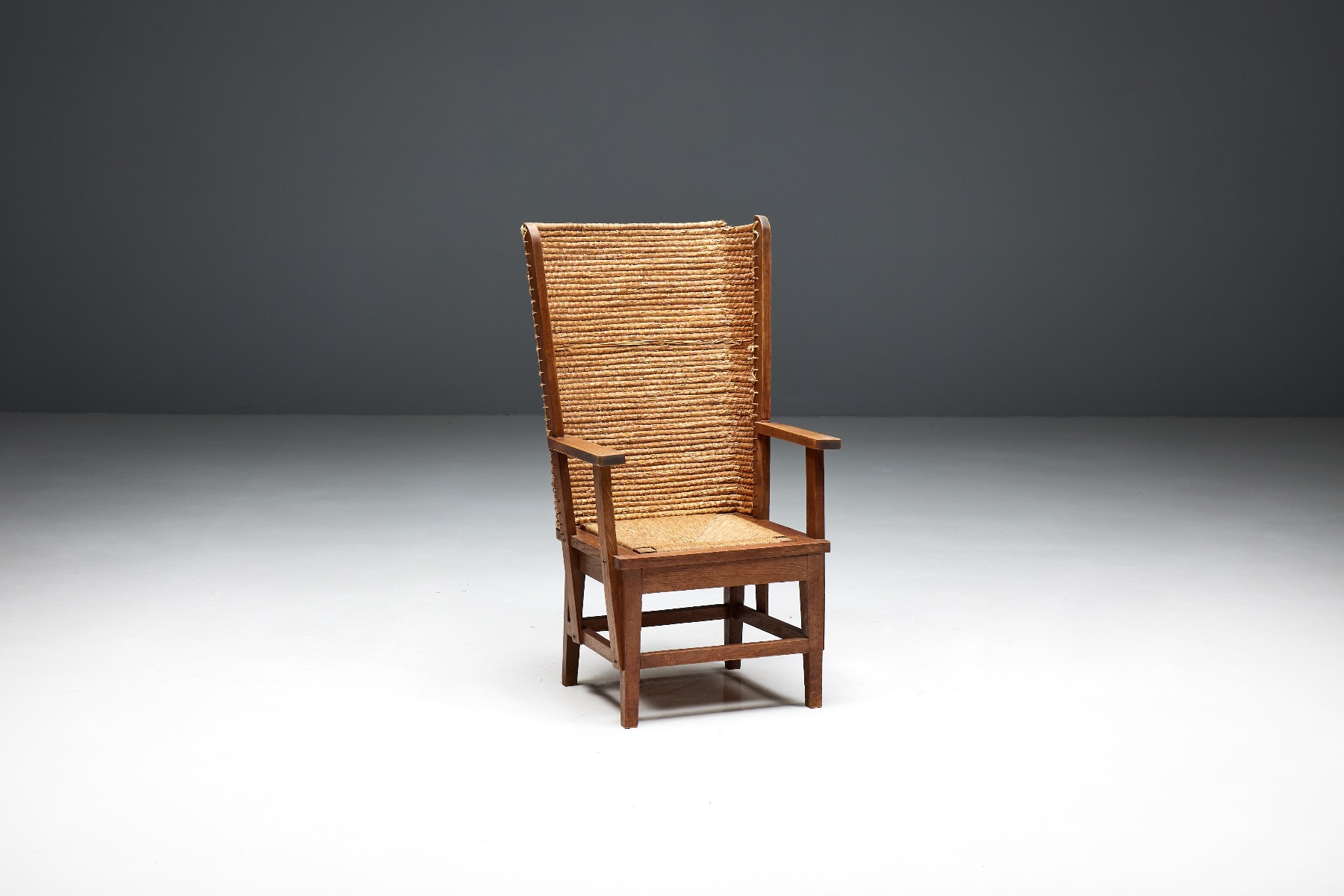 Orkney Chair in Wood and Oat Straw - 19th Century