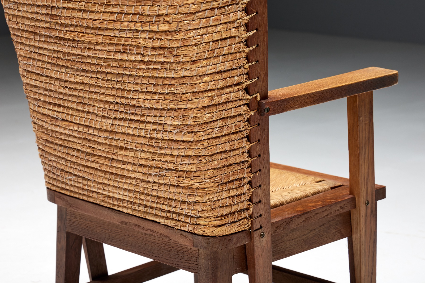 Orkney Chair in Wood and Oat Straw - 19th Century