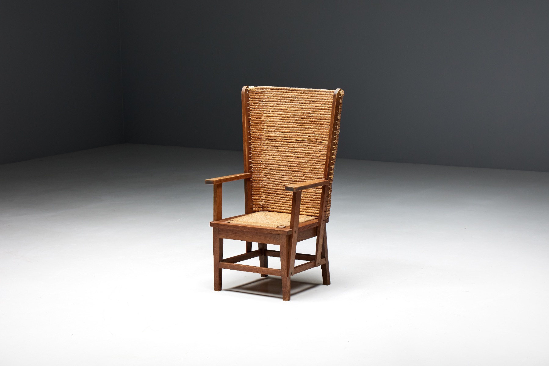 Orkney Chair in Wood and Oat Straw - 19th Century