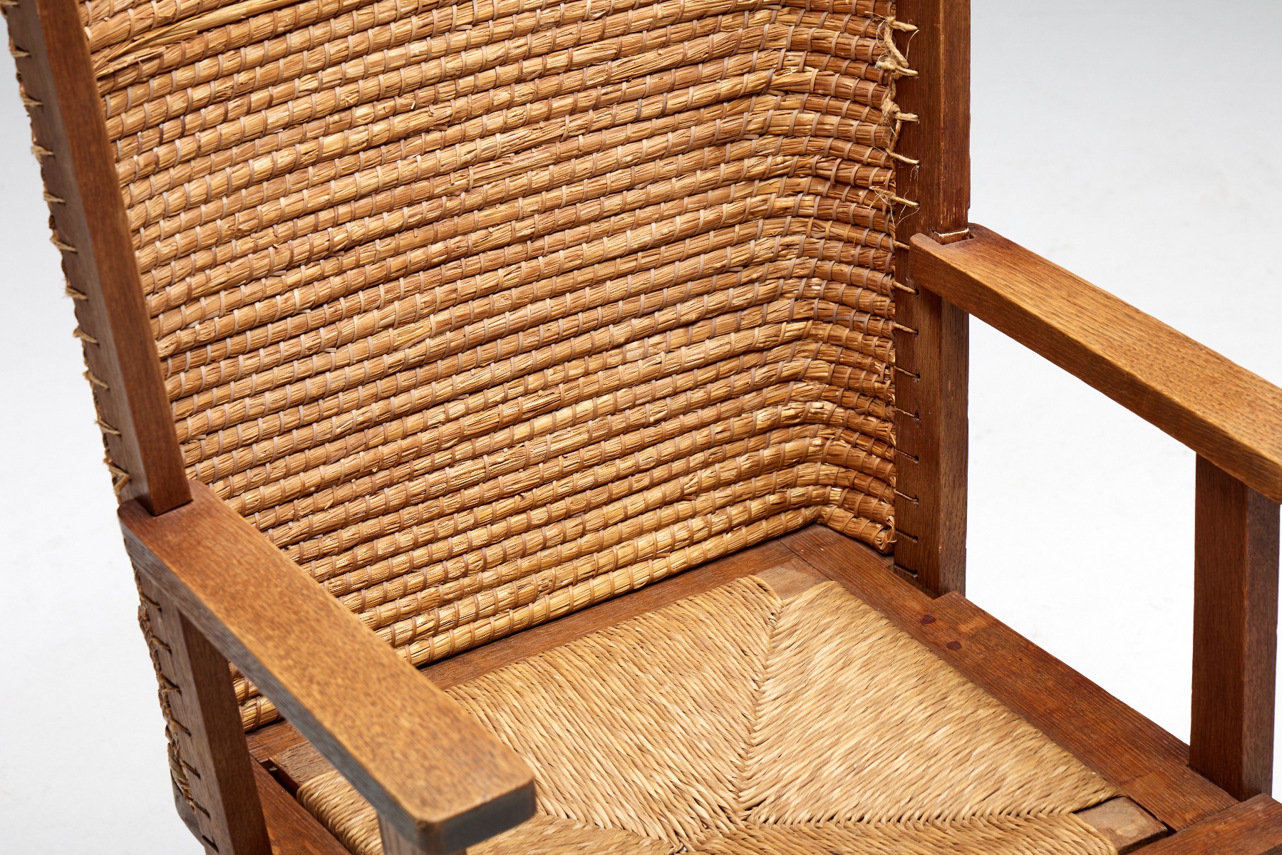 Orkney Chair in Wood and Oat Straw - 19th Century