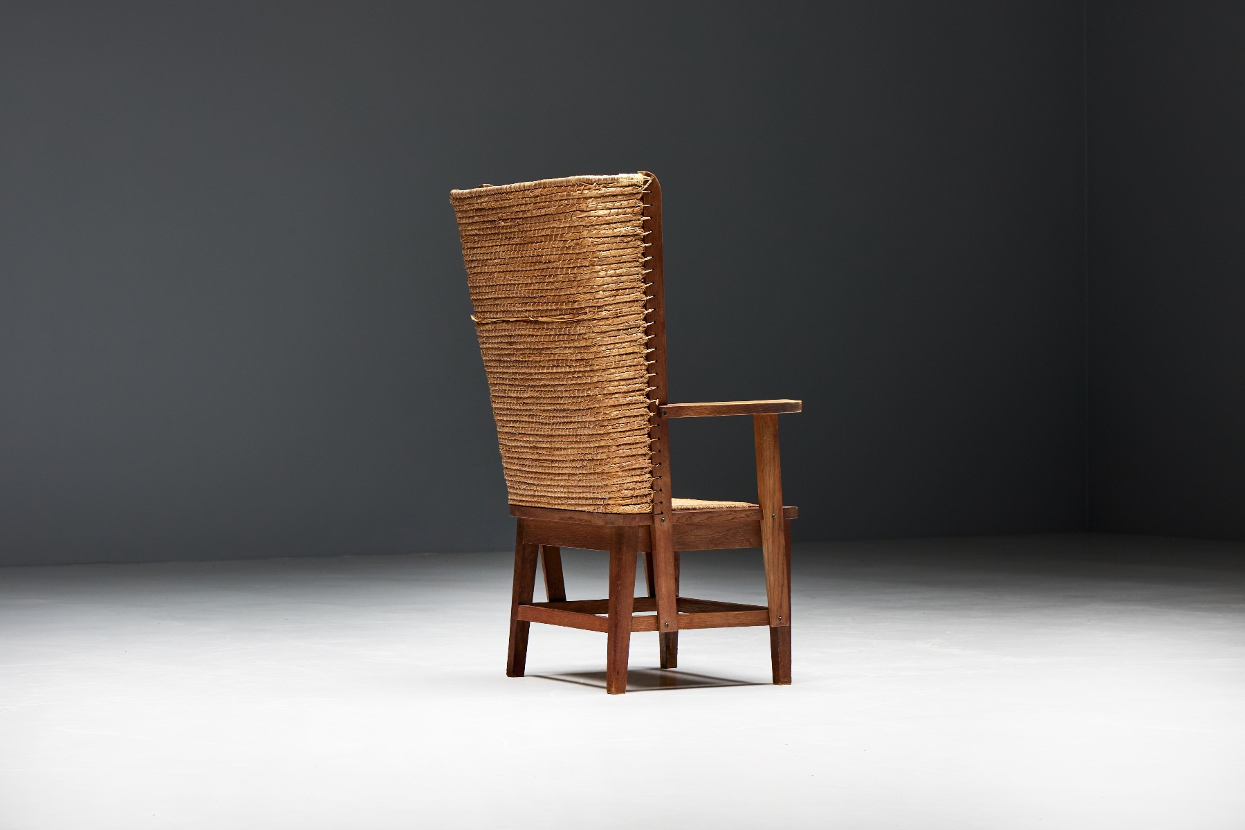 Orkney Chair in Wood and Oat Straw - 19th Century