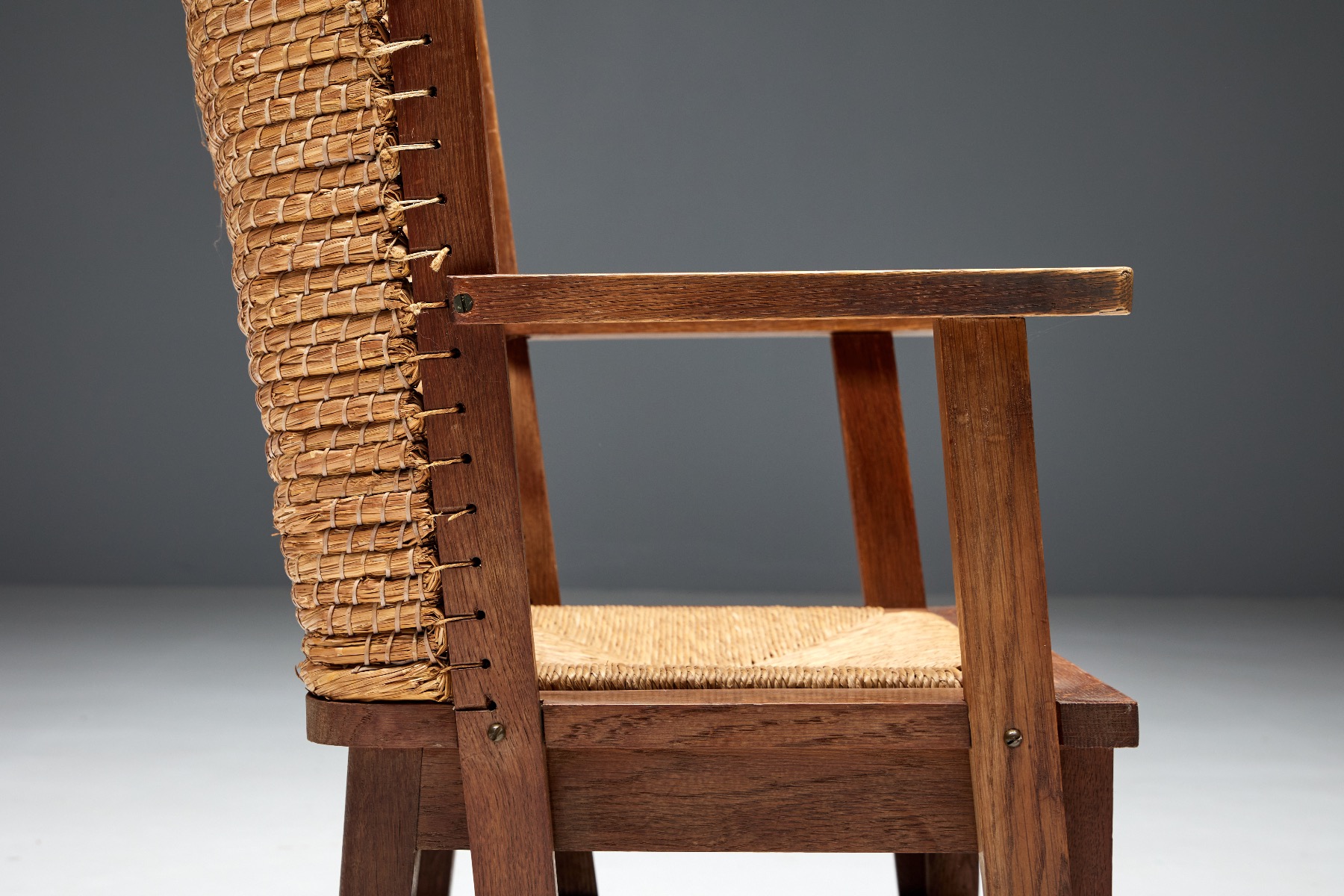 Orkney Chair in Wood and Oat Straw - 19th Century