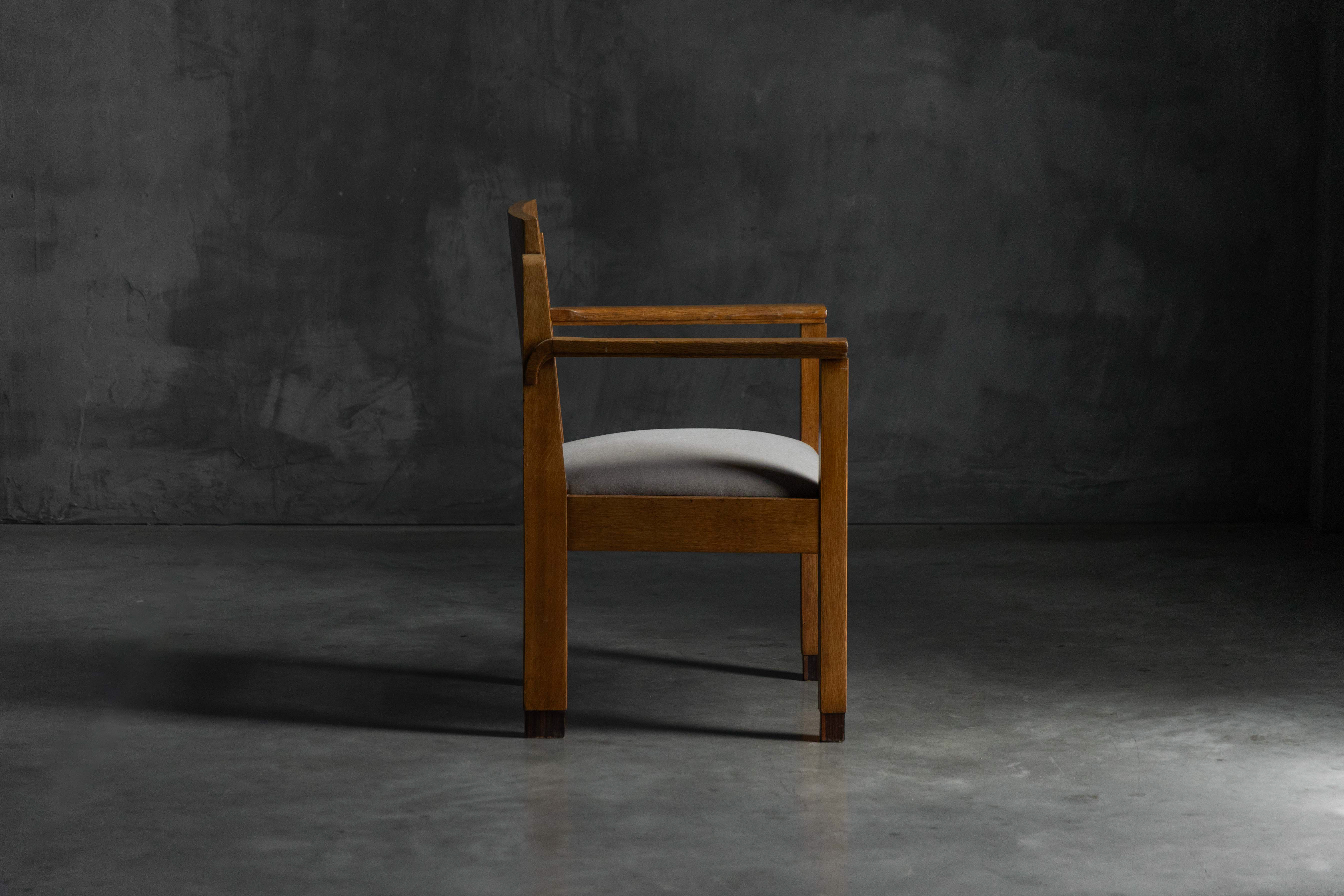 Amsterdam School Art Deco Oak Armchairs, Netherlands - 1920s
