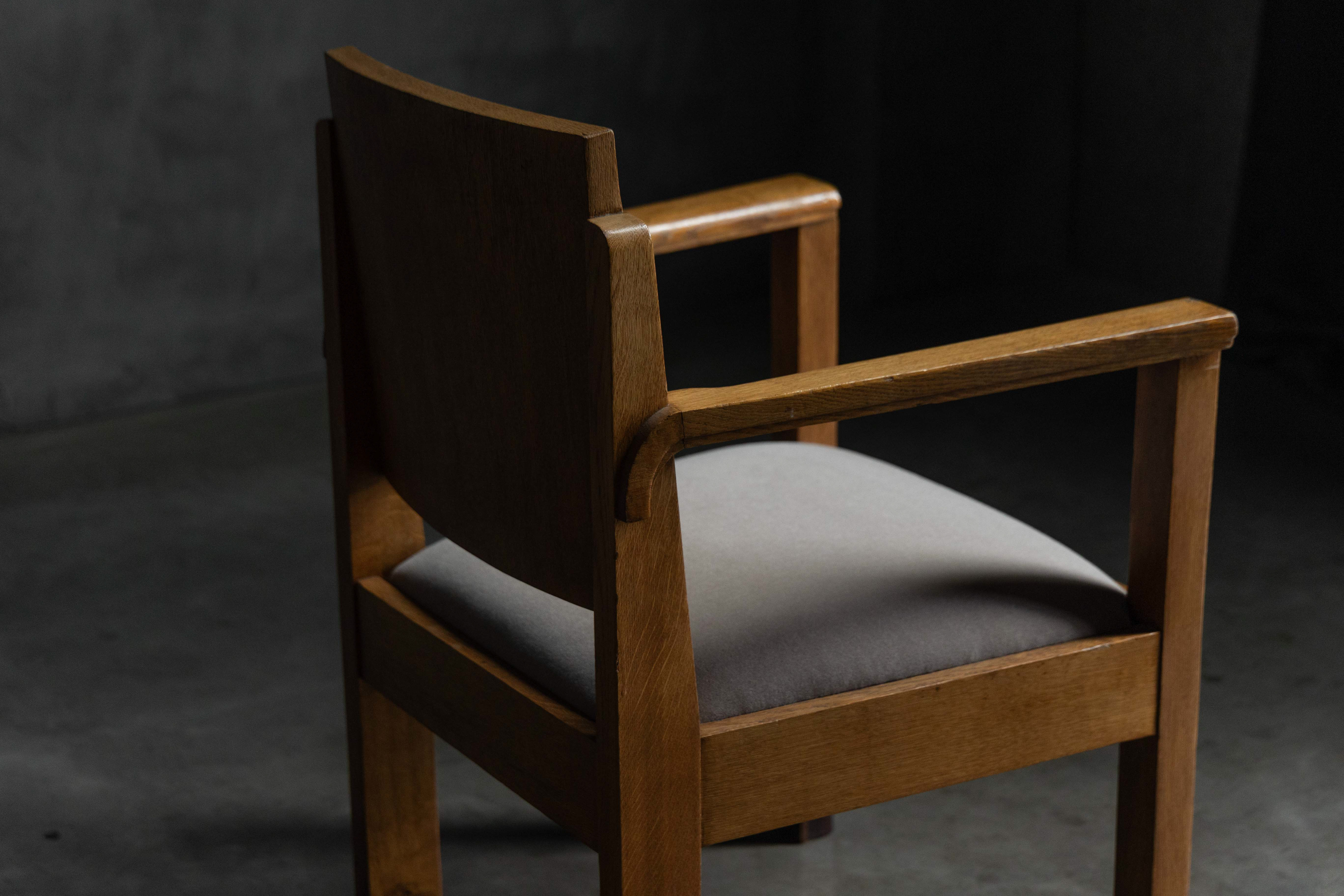 Amsterdam School Art Deco Oak Armchairs, Netherlands - 1920s