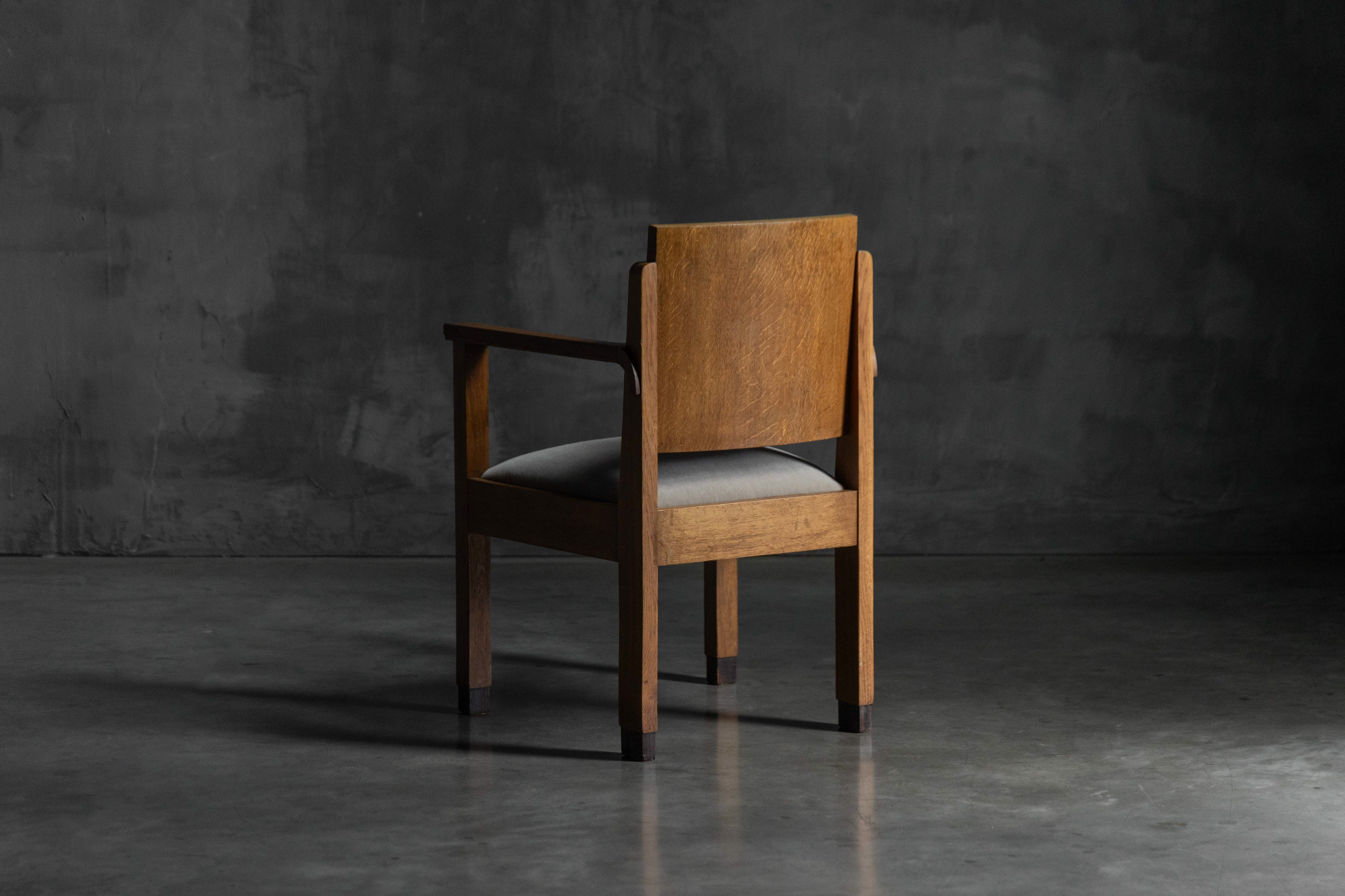 Amsterdam School Art Deco Oak Armchairs, Netherlands - 1920s