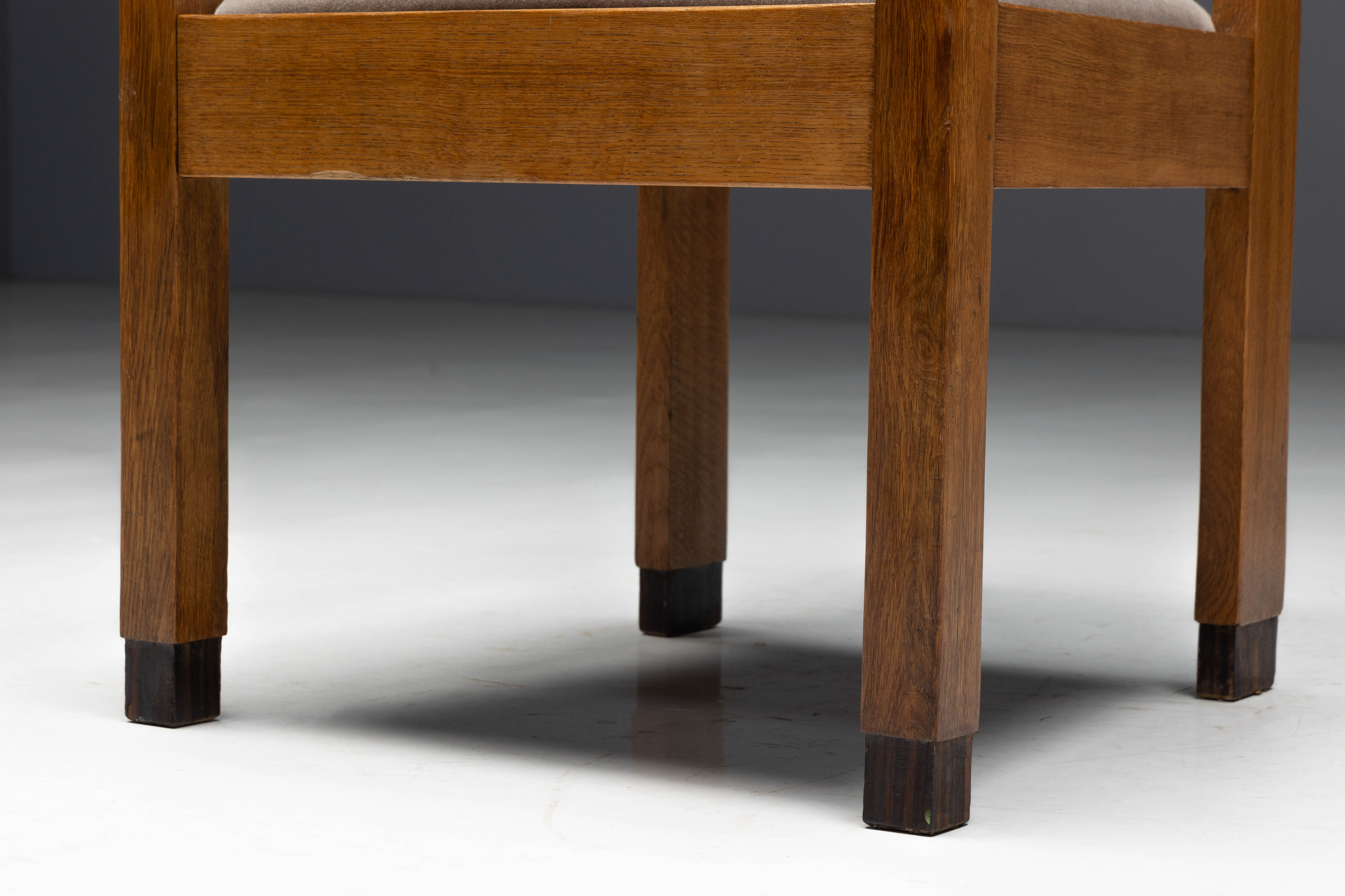 Amsterdam School Art Deco Oak Armchairs, Netherlands - 1920s
