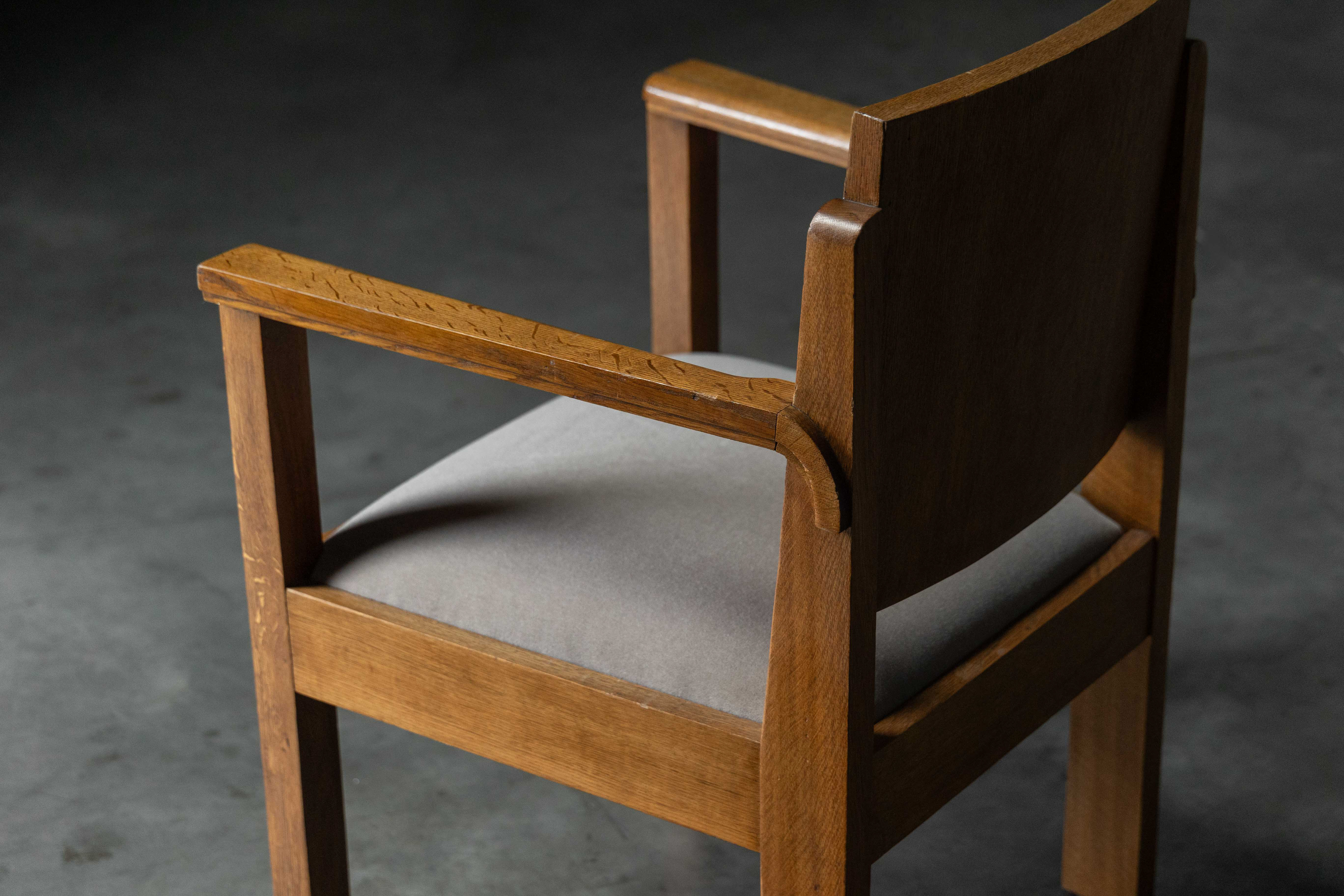 Amsterdam School Art Deco Oak Armchairs, Netherlands - 1920s
