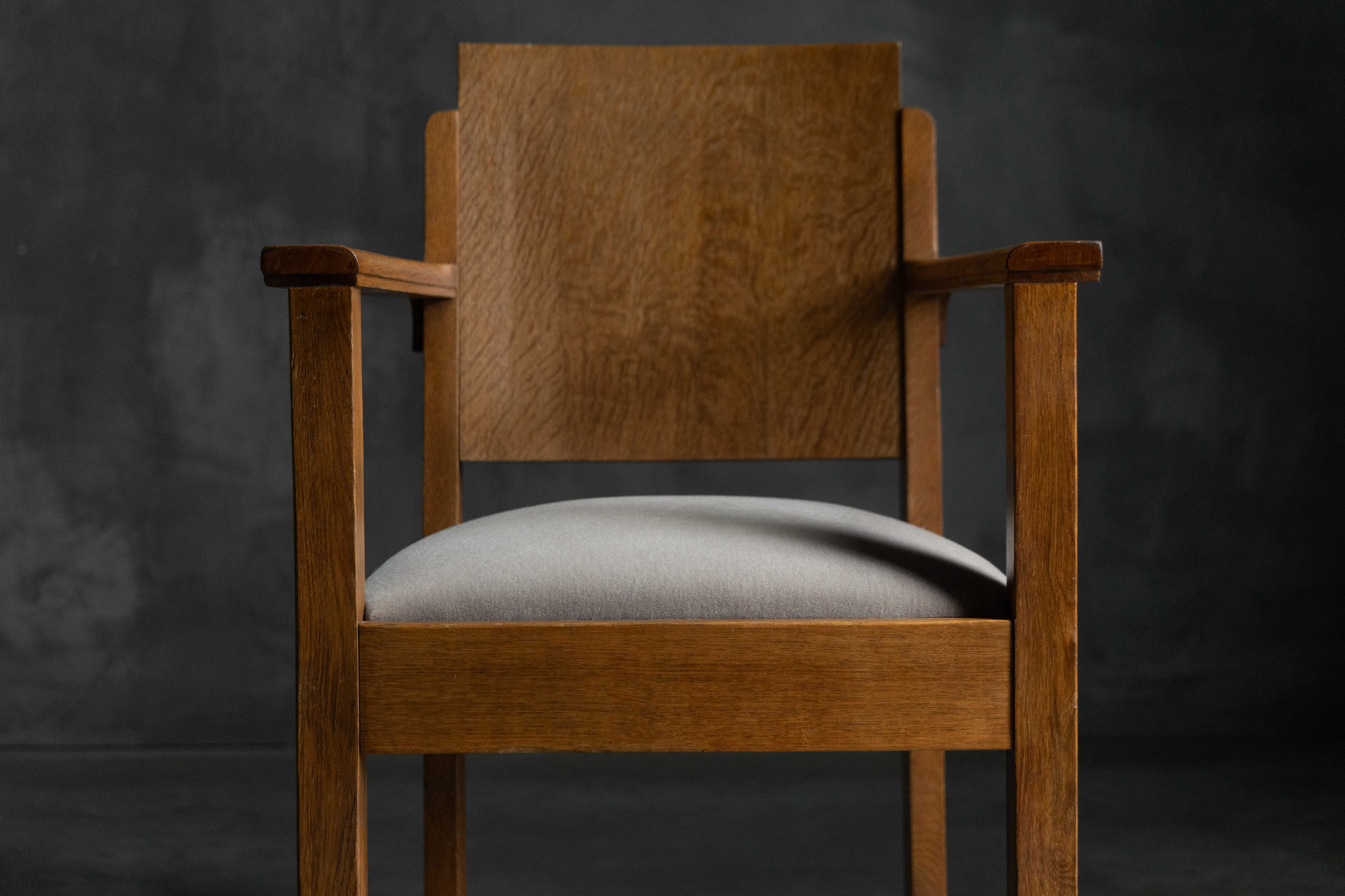 Amsterdam School Art Deco Oak Armchairs, Netherlands - 1920s