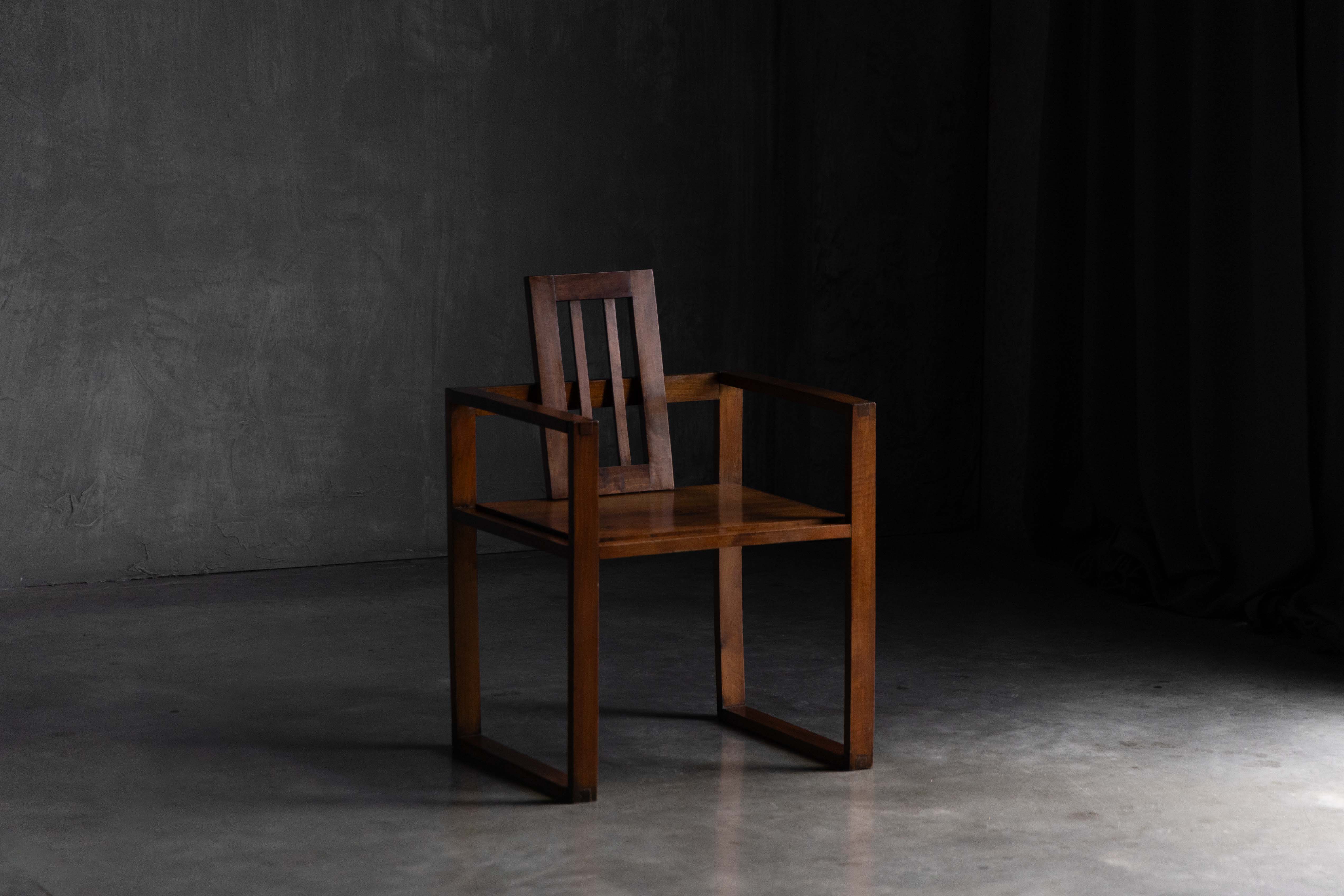 Pair of Rationalist Wooden Armchairs, Italy - 1930s
