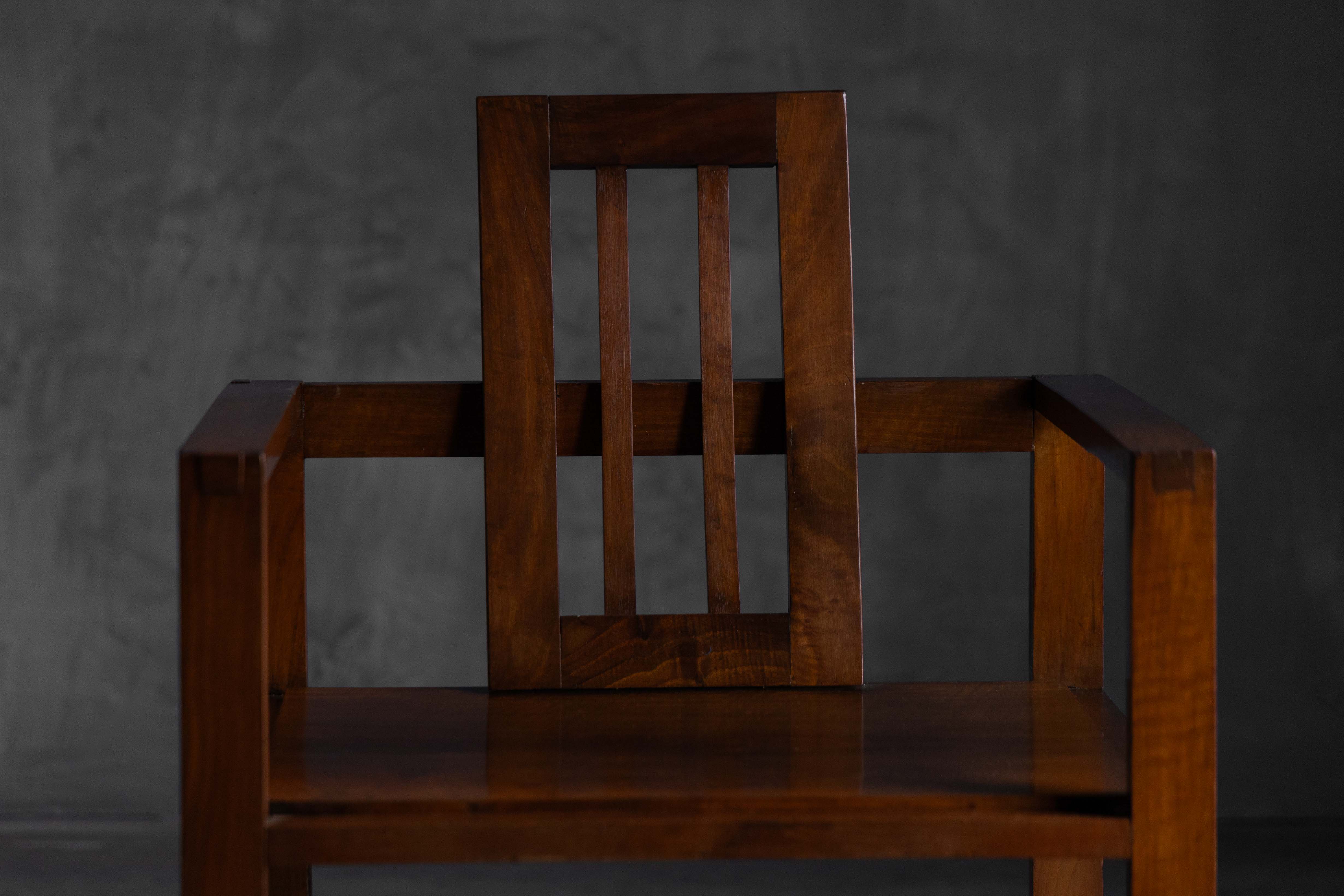 Pair of Rationalist Wooden Armchairs, Italy - 1930s