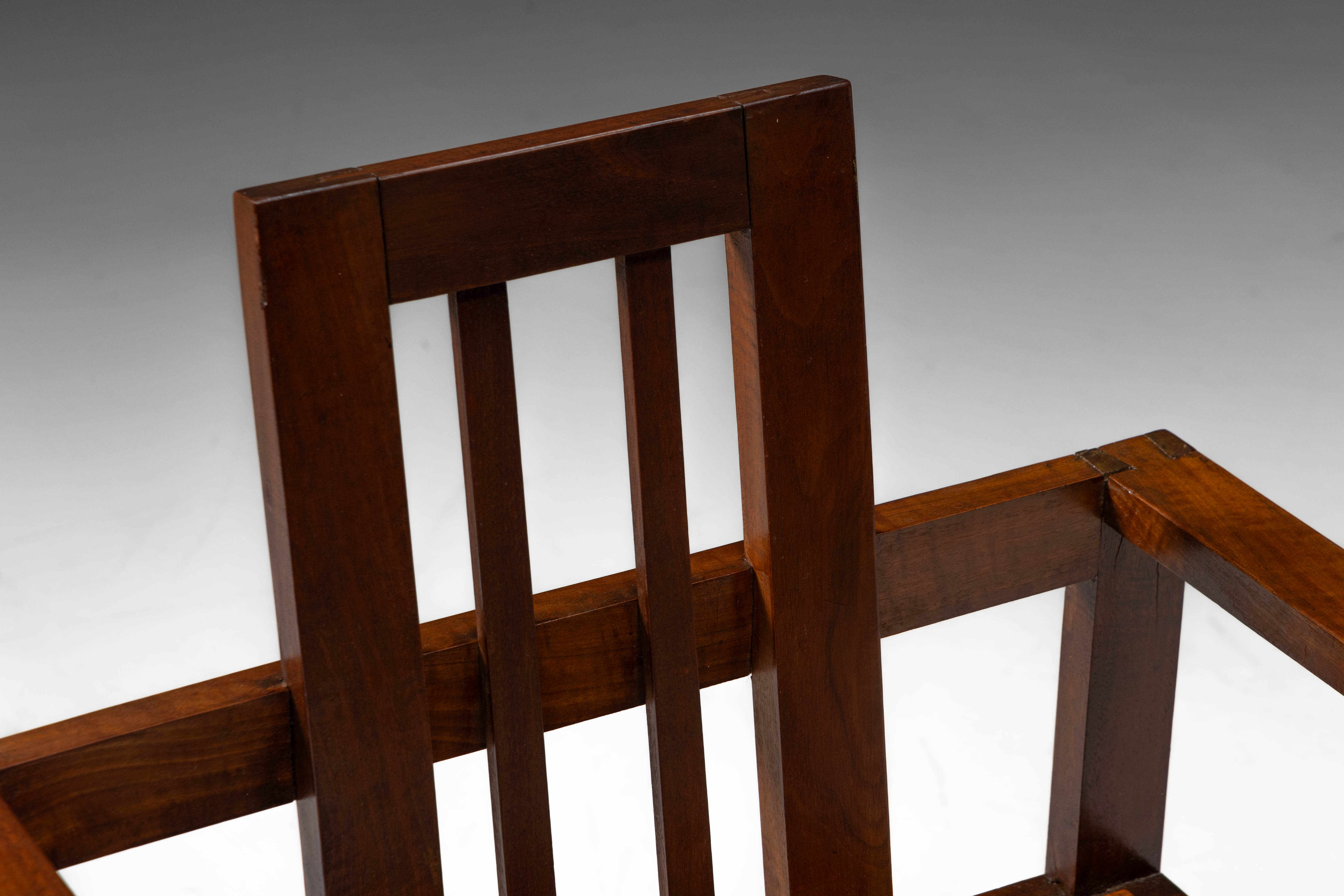 Pair of Rationalist Wooden Armchairs, Italy - 1930s