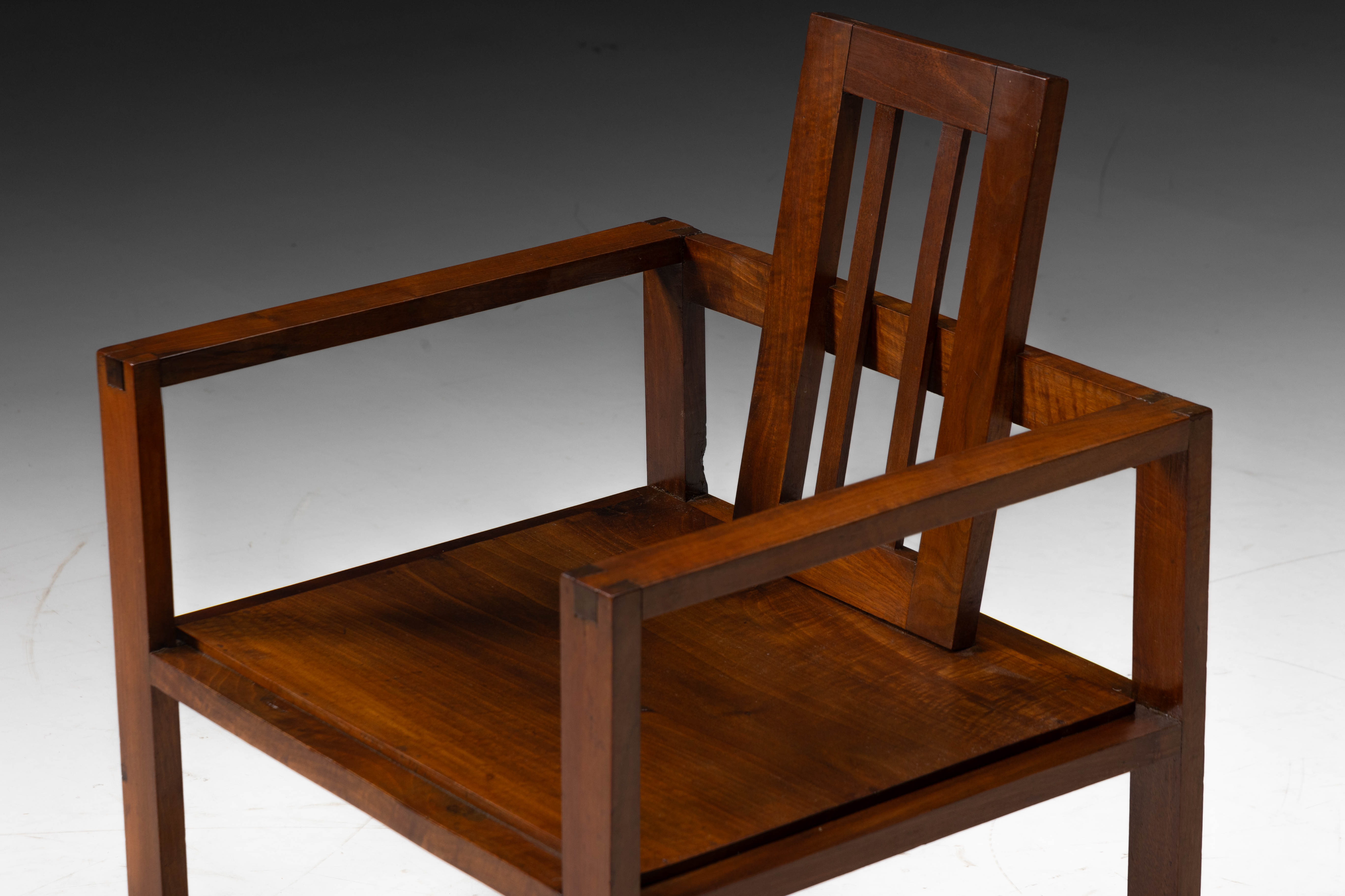 Pair of Rationalist Wooden Armchairs, Italy - 1930s