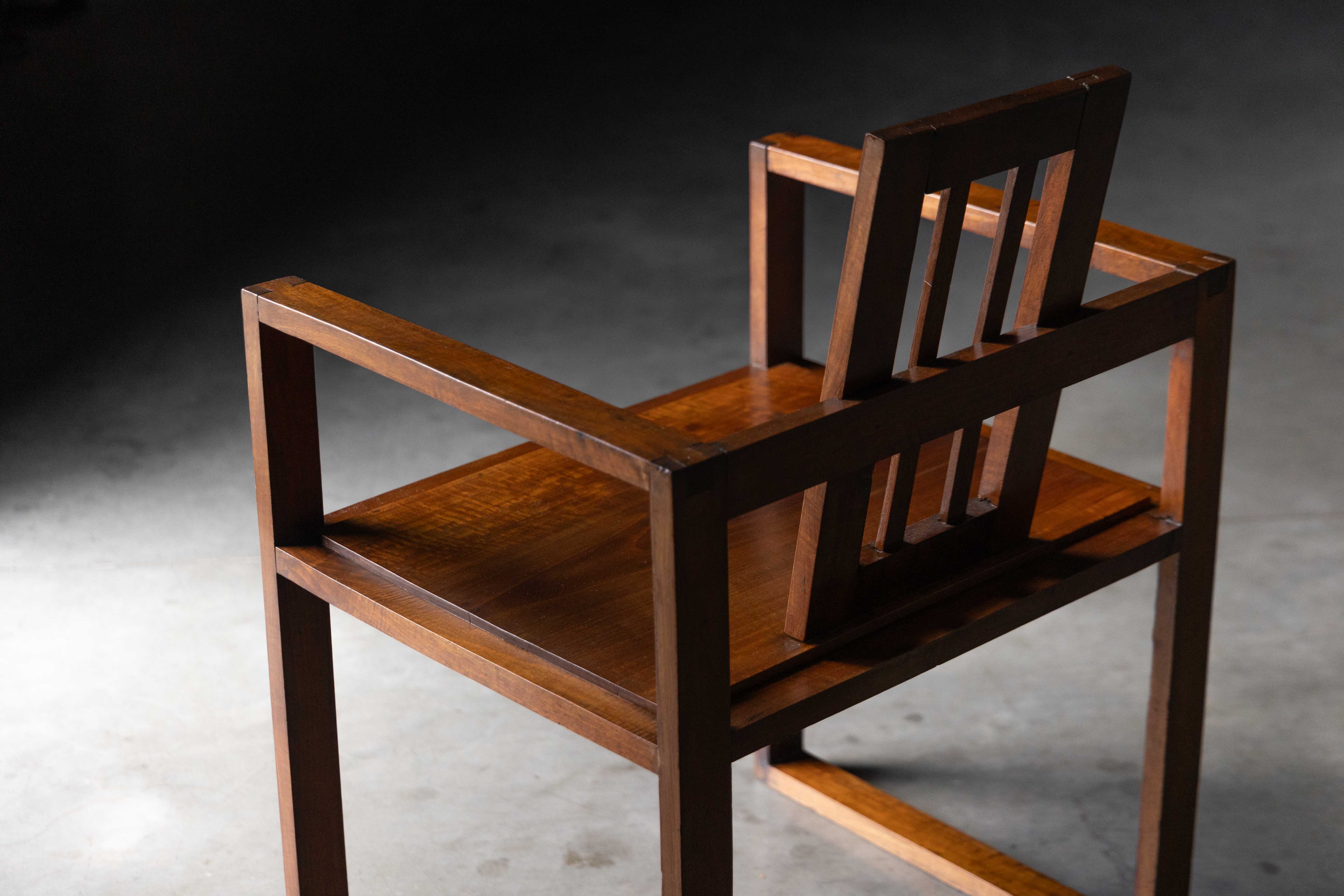 Pair of Rationalist Wooden Armchairs, Italy - 1930s