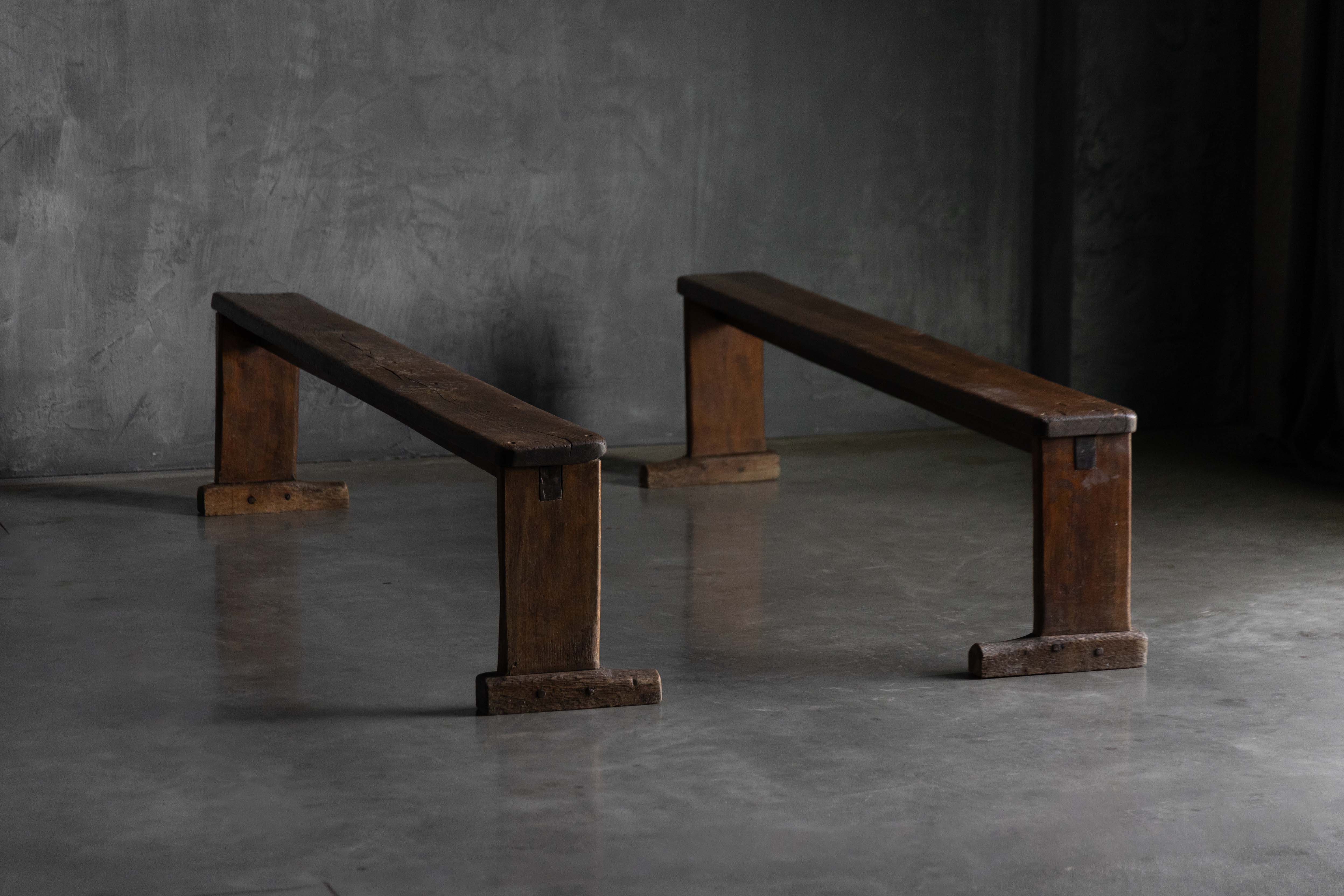Pair of Vernacular Wooden Benches, Europe - 19th Century