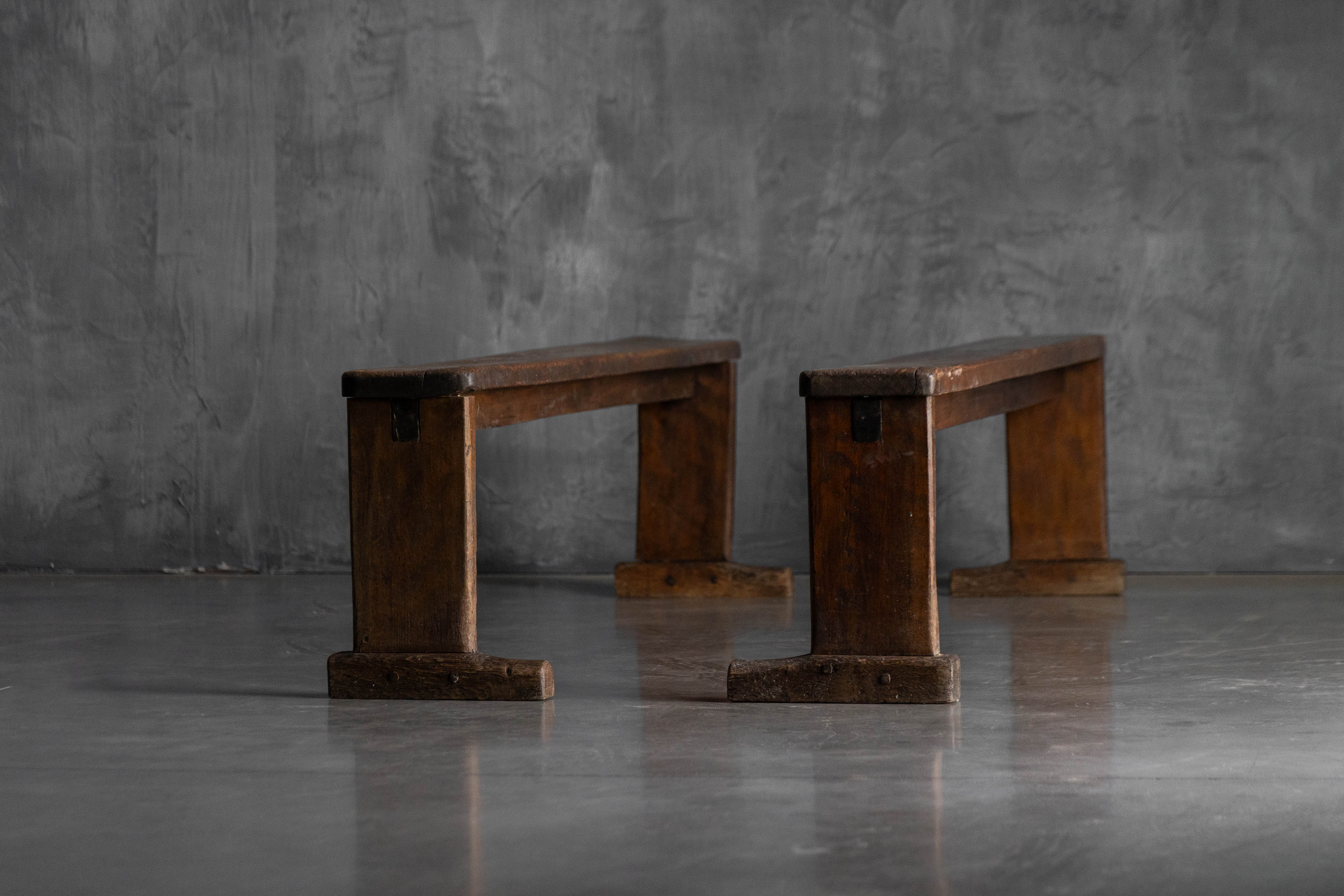 Pair of Vernacular Wooden Benches, Europe - 19th Century