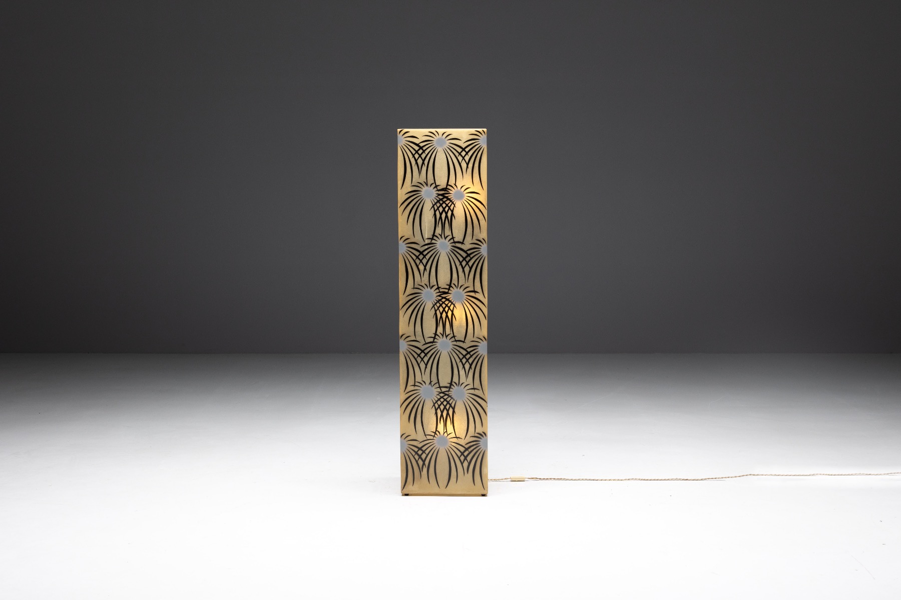 Fiberglass Floor Lamp with Palm Pattern - 1980s