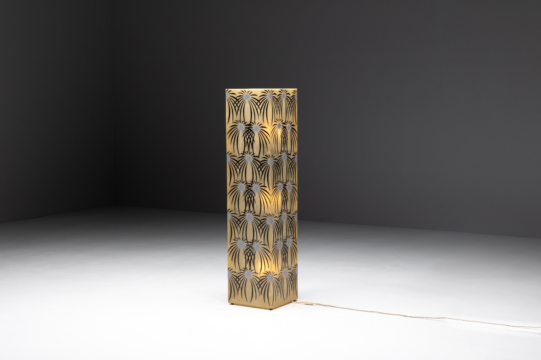 Fiberglass Floor Lamp with Palm Pattern - 1980s