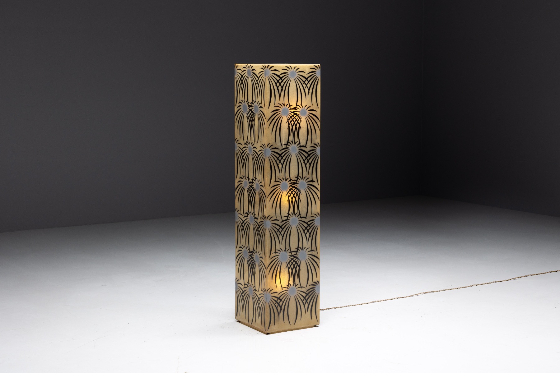 Fiberglass Floor Lamp with Palm Pattern - 1980s