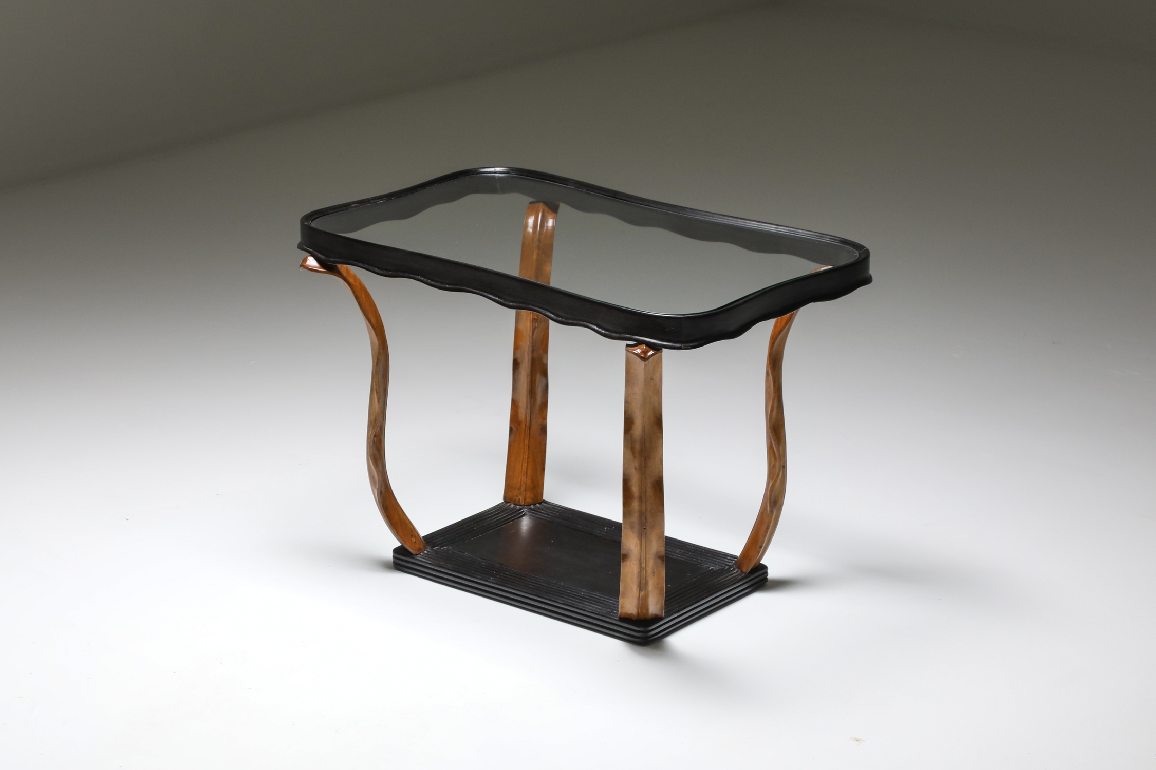 Italian Art Deco occasional table with glass top by Paolo Buffa - 1940's