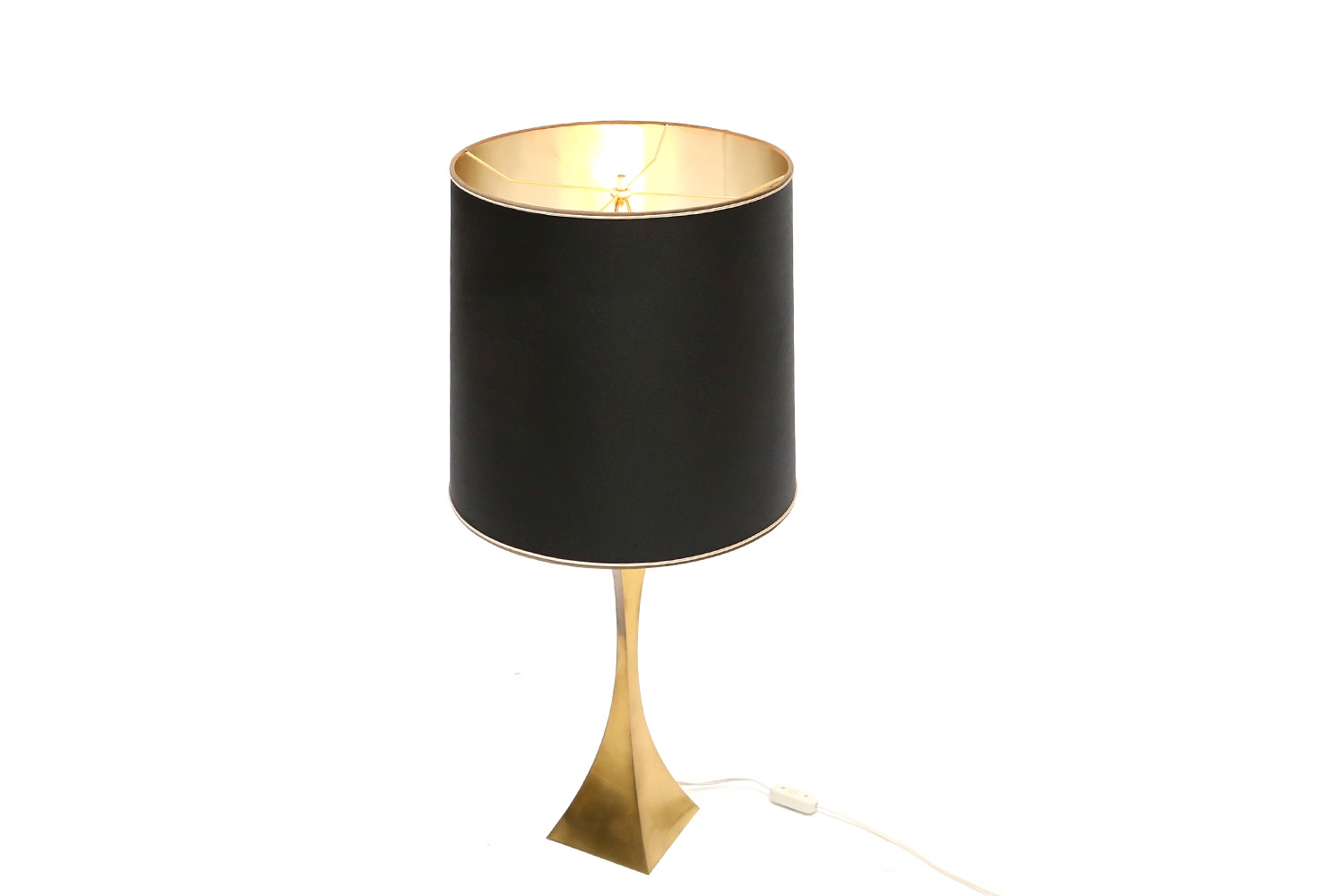 Brass And Black Table Lamp - 1970's