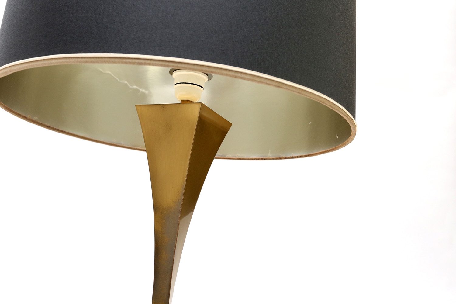 Brass And Black Table Lamp - 1970's