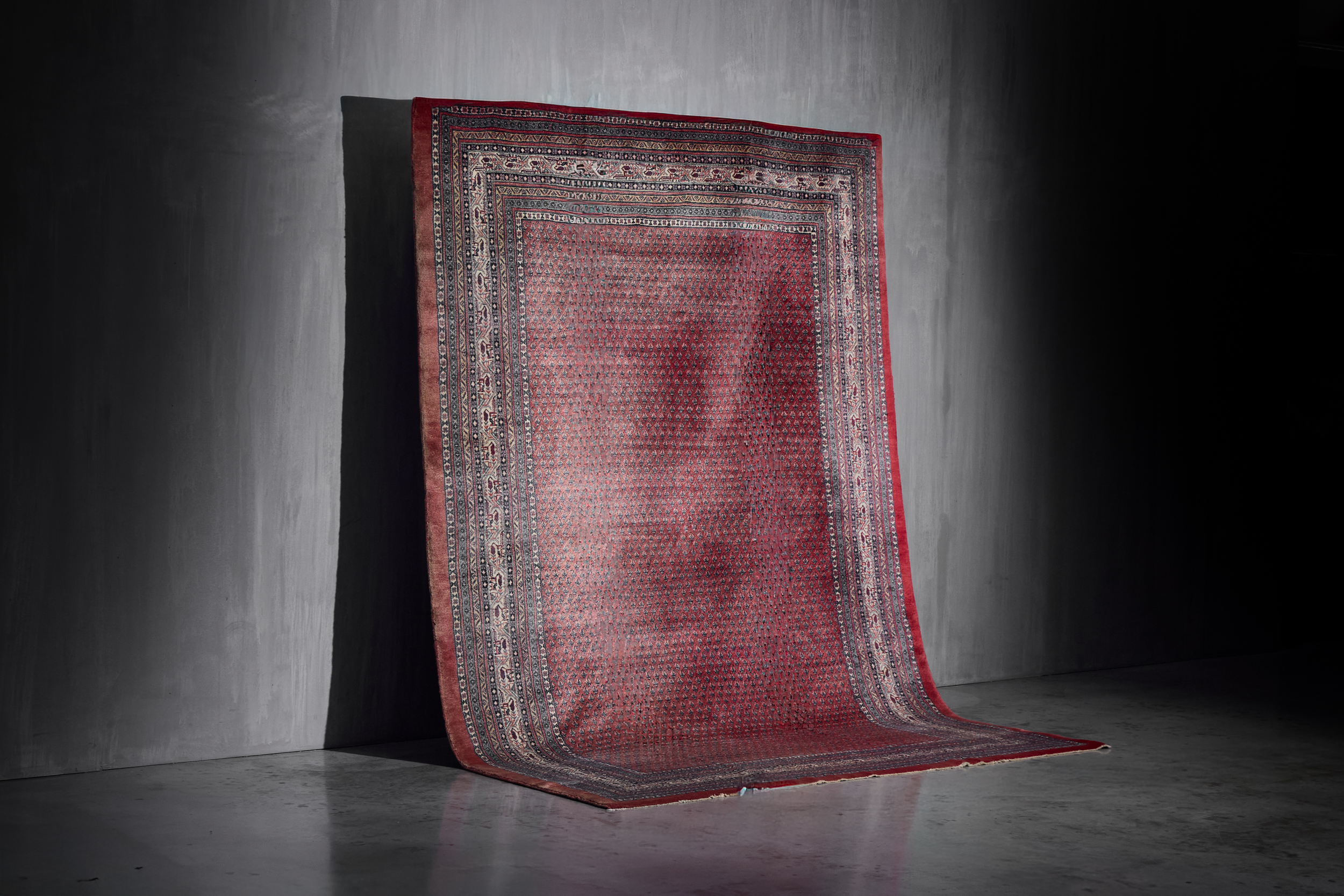 Hand-Knotted Wool Rug in Red Tones, Persia - 1950s