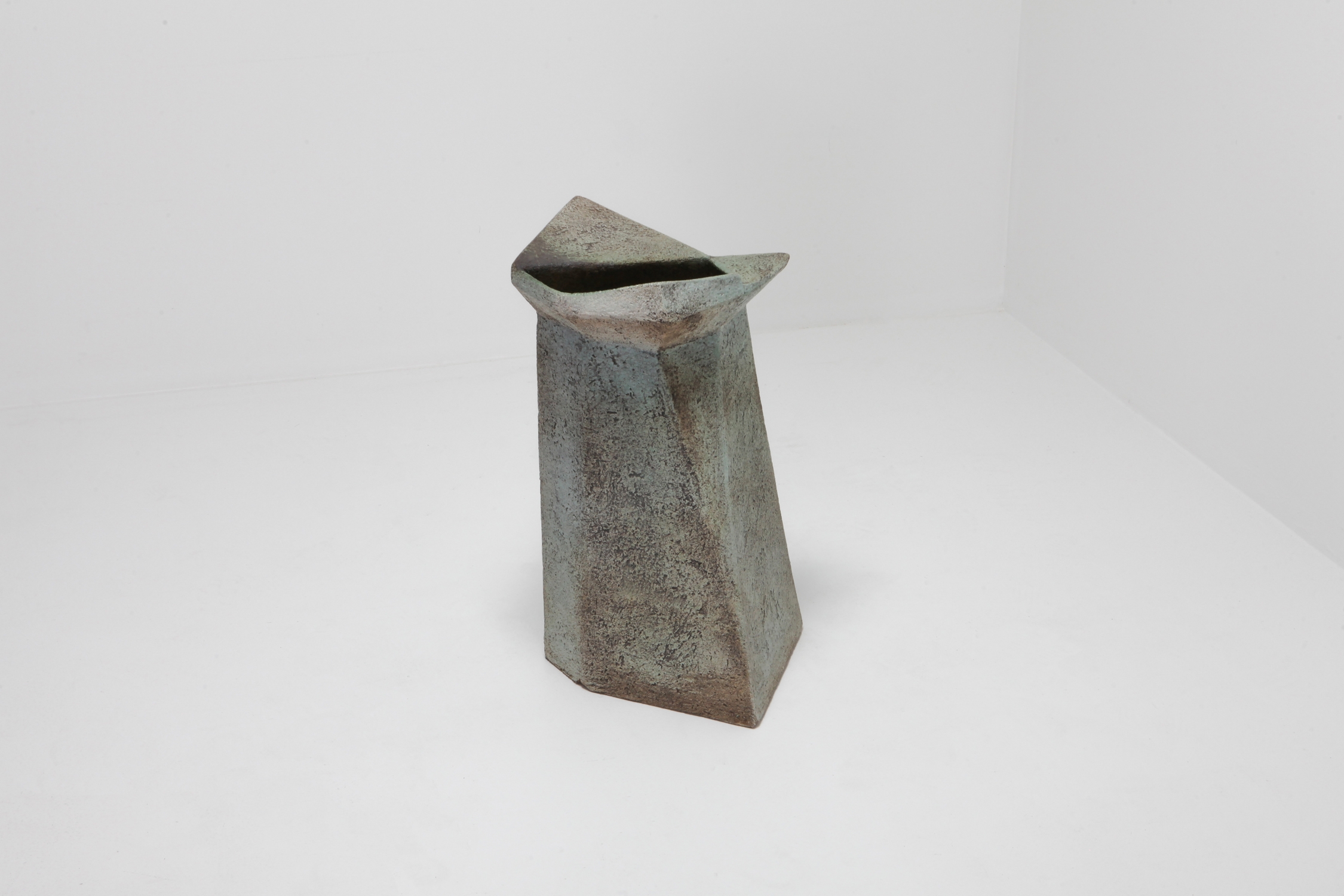 Brutalist Turquoise Large Ceramic Vase by Pia Manu - 1970s