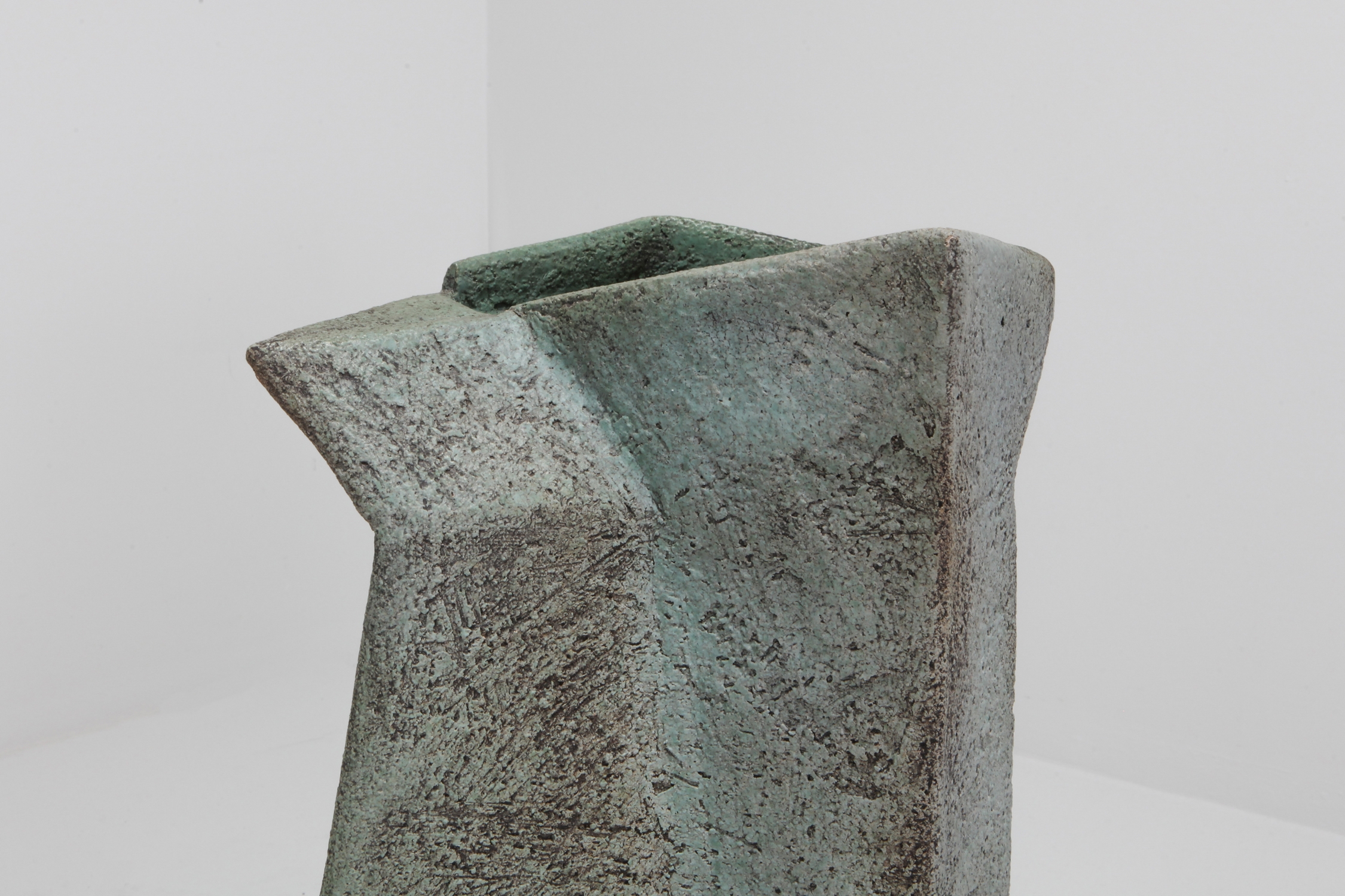 Brutalist Turquoise Large Ceramic Vase by Pia Manu - 1970s