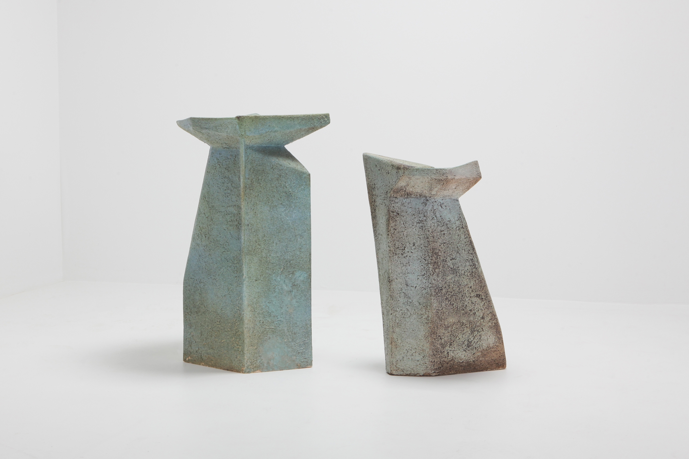 Brutalist Turquoise Large Ceramic Vase by Pia Manu - 1970s