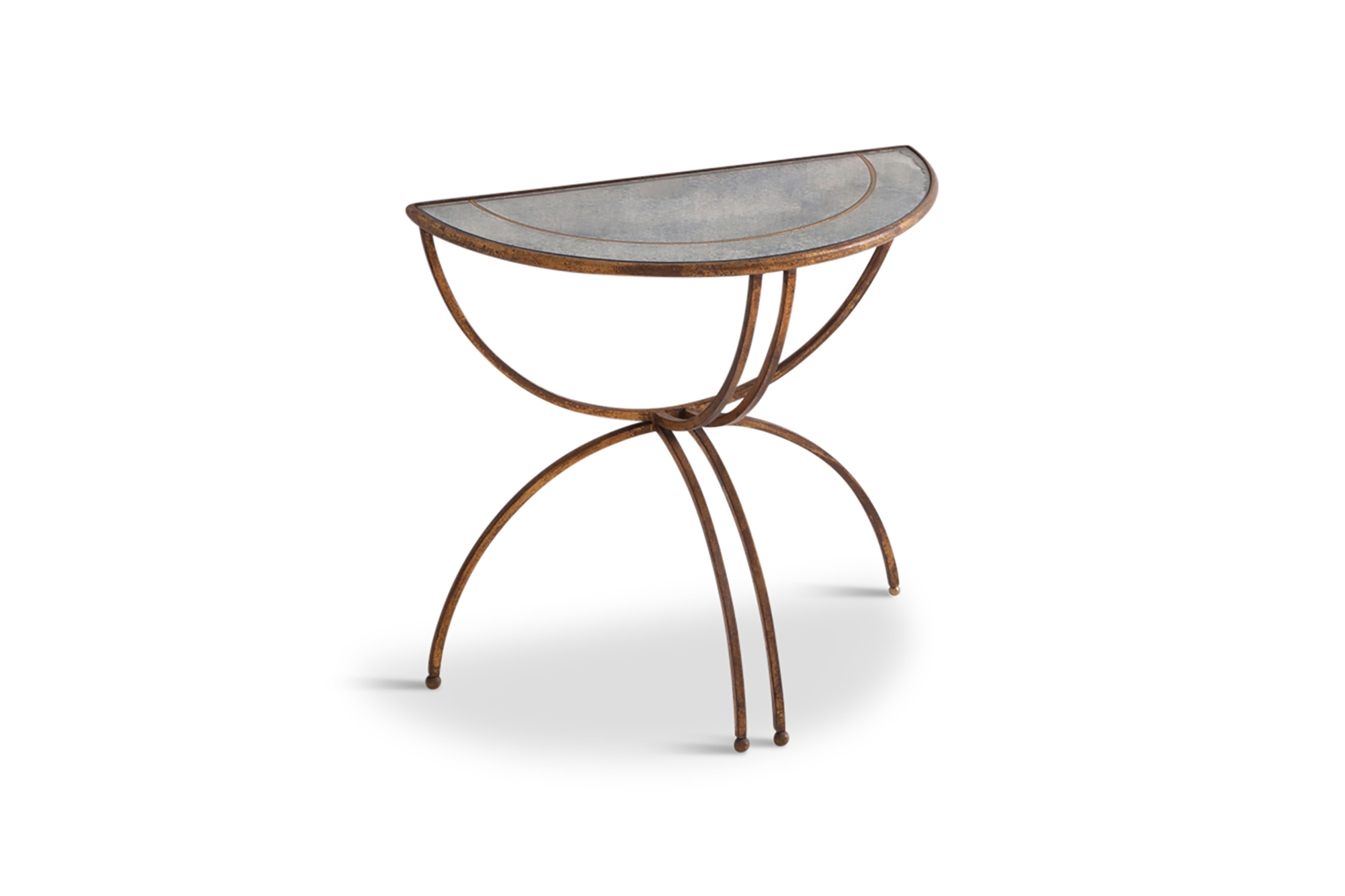 Maison Baguès Demi-Lune Sidetables with Mirrored Glass Tops - 1950s