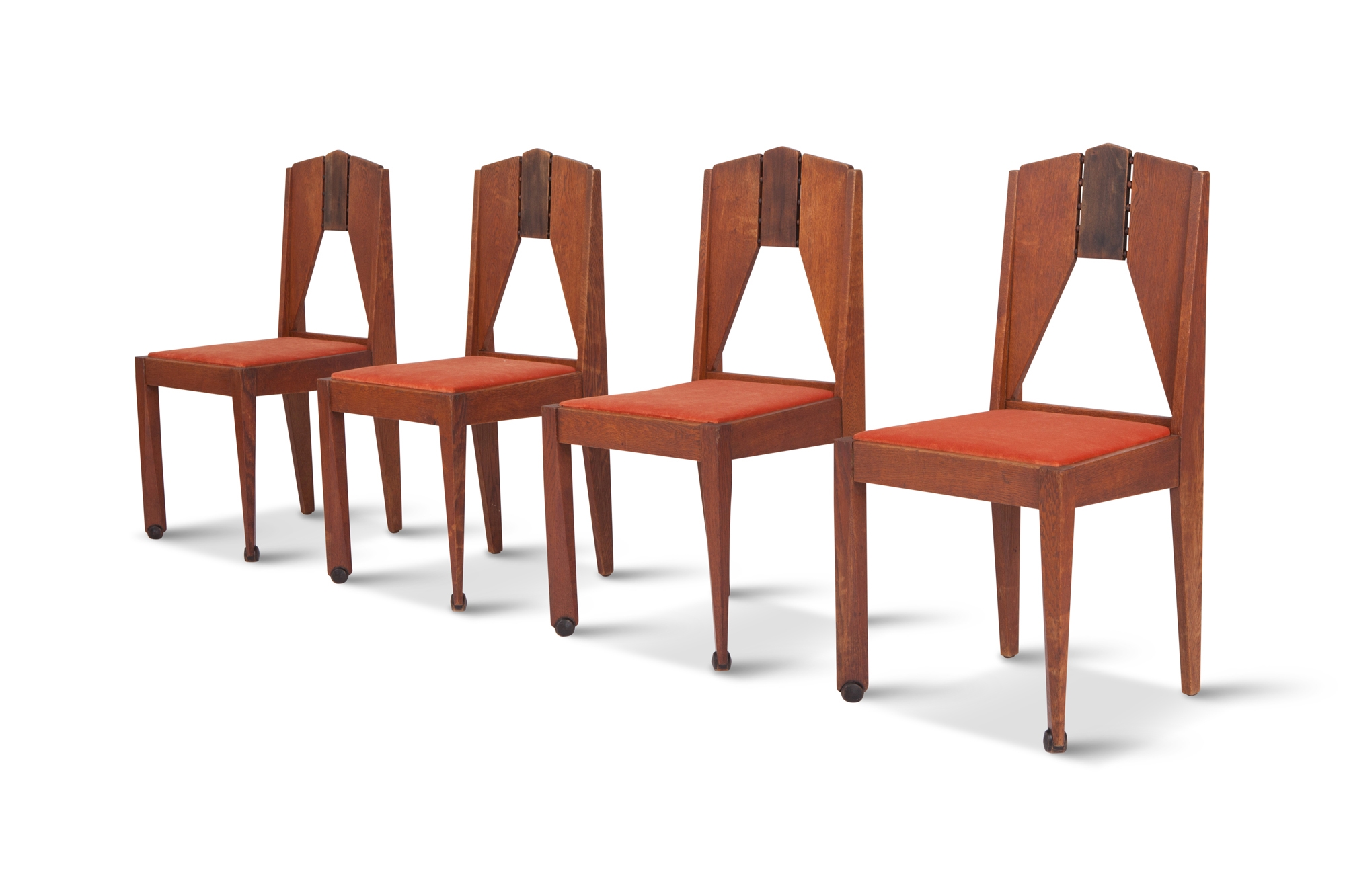 Amsterdamse School Dining Chairs in Skin Velvet - 1930s