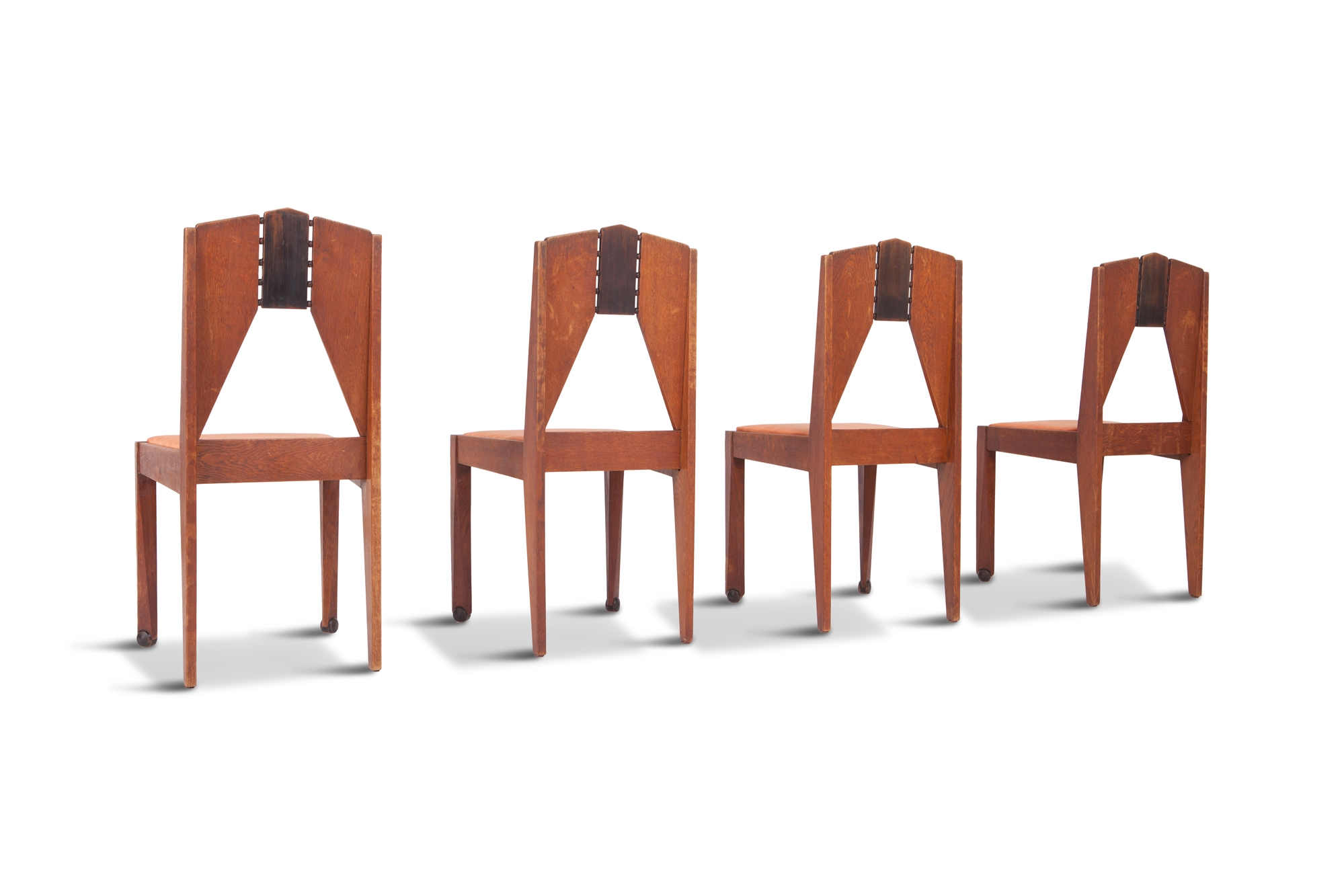Amsterdamse School Dining Chairs in Skin Velvet - 1930s