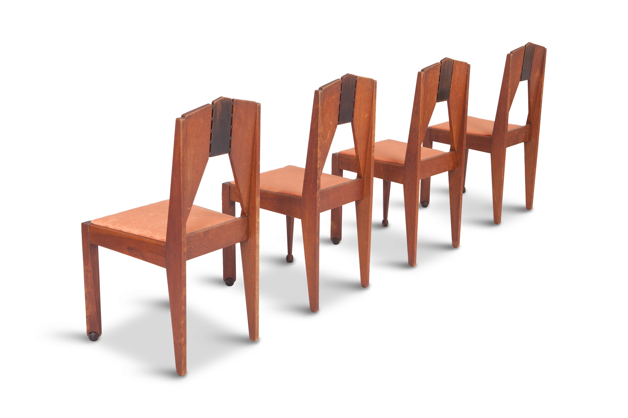 Amsterdamse School Dining Chairs in Skin Velvet - 1930s
